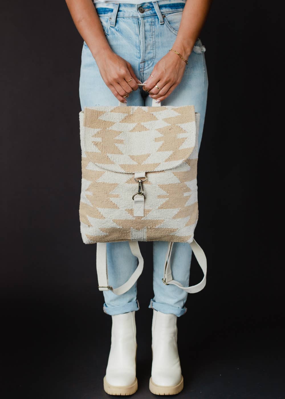 Cream & Tan Aztec Backpack