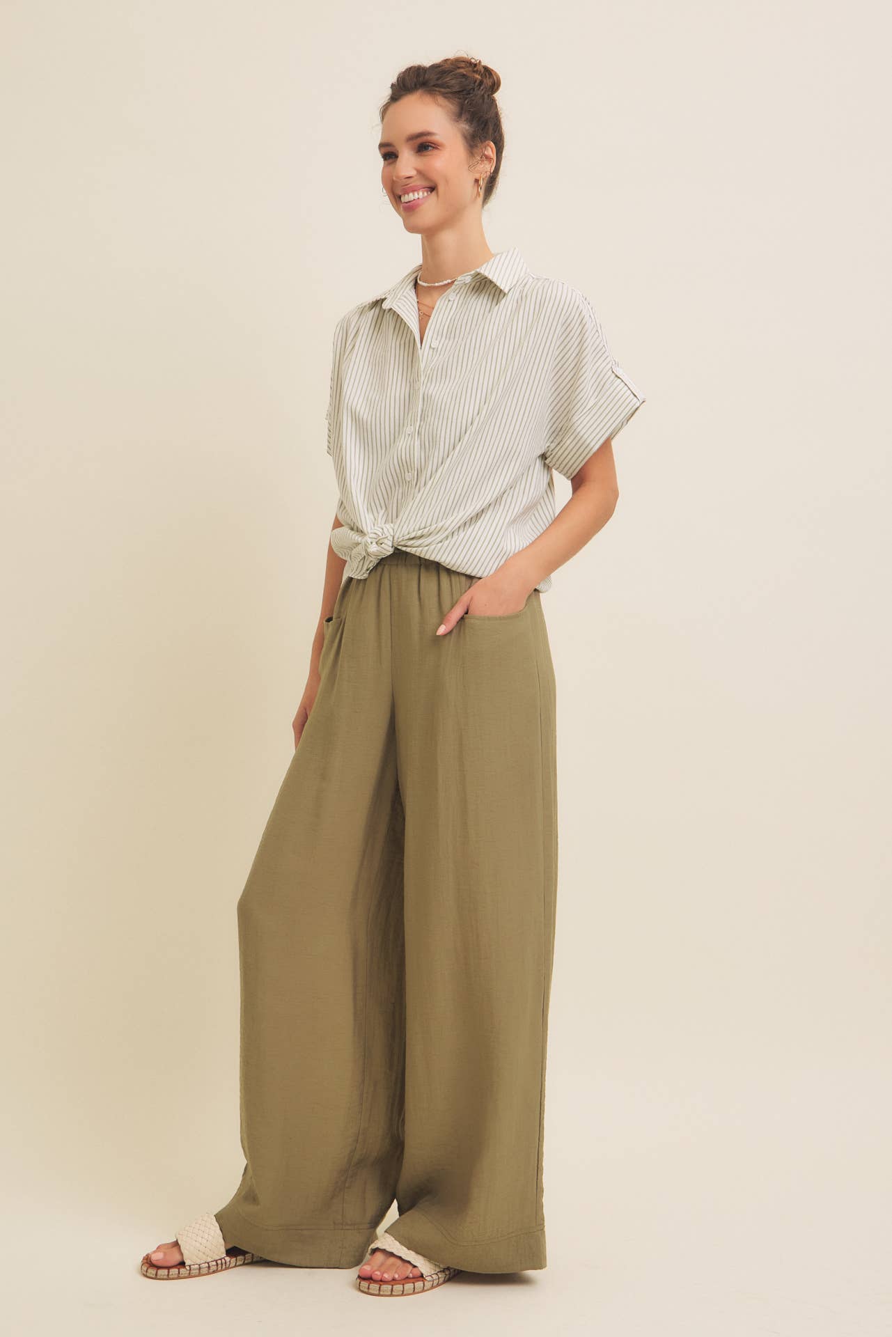 Bethany Linen Blend Wide Leg Pant