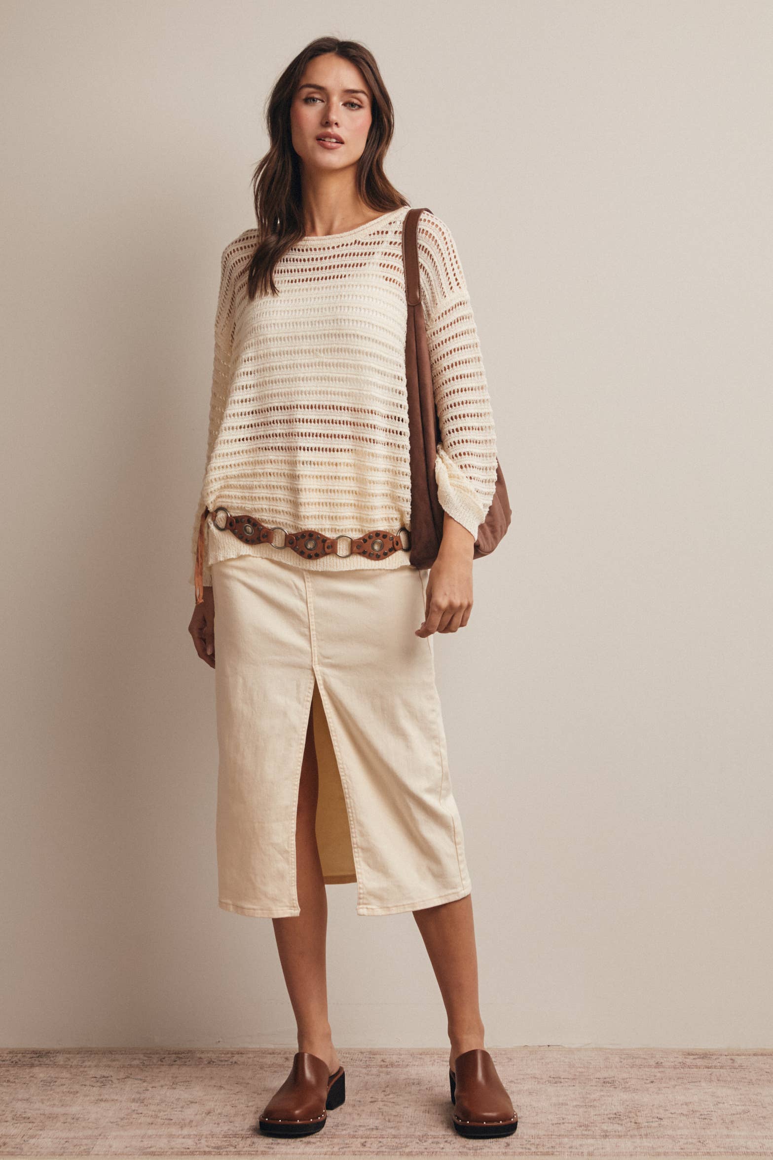 Carrie Open-Knit Striped Sweater