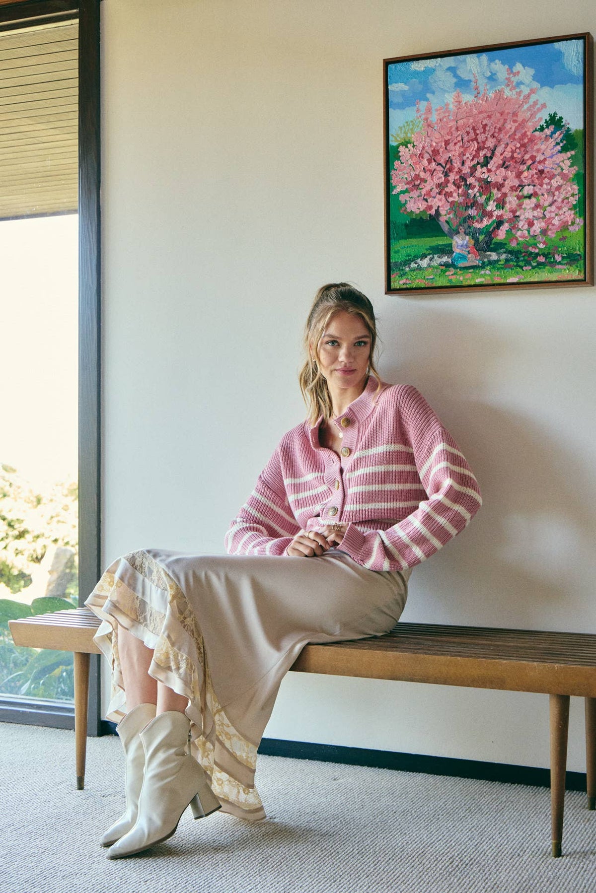 Nadia Striped Henley Sweater