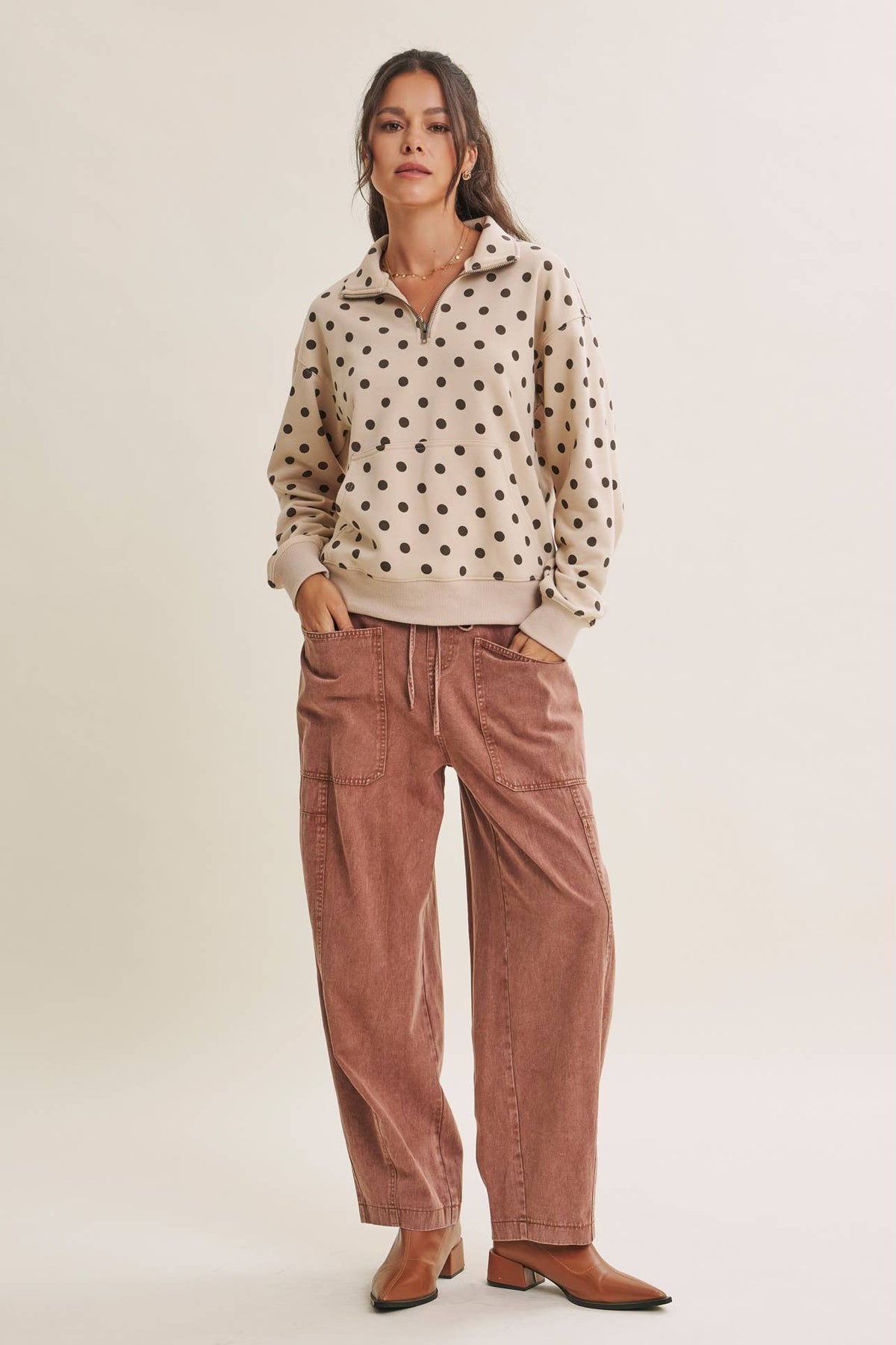 Lennox Polka Dot Half Zip Pullover