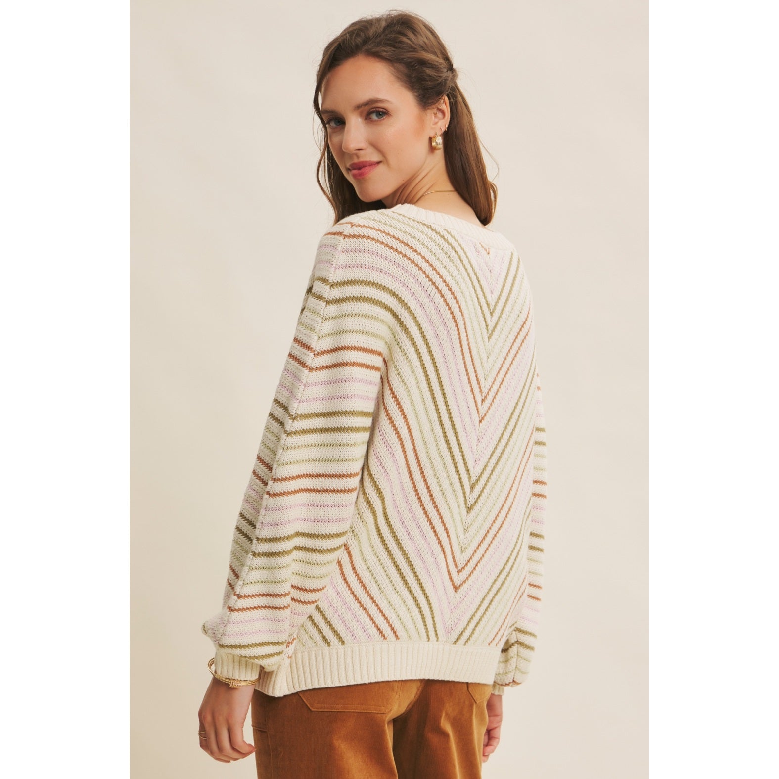Rose Chevron Striped Sweater