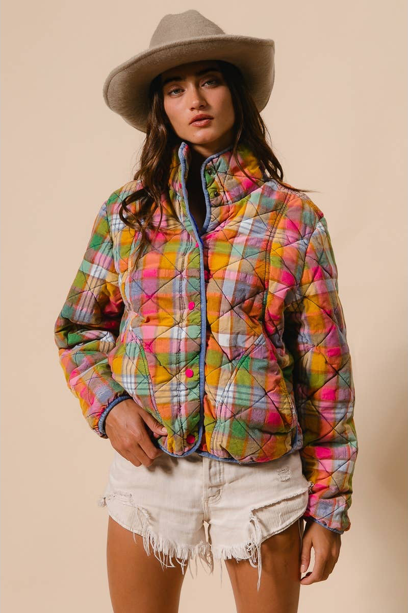 Dahlia Vintage Plaid Quilted Jacket