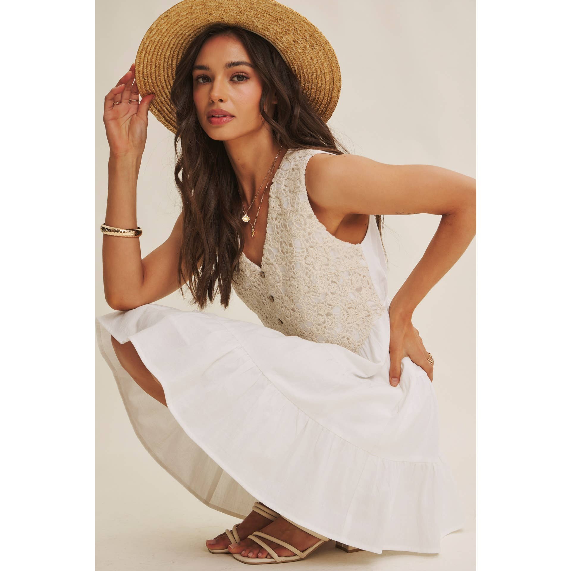 Josephine Cotton Crochet Mini Dress