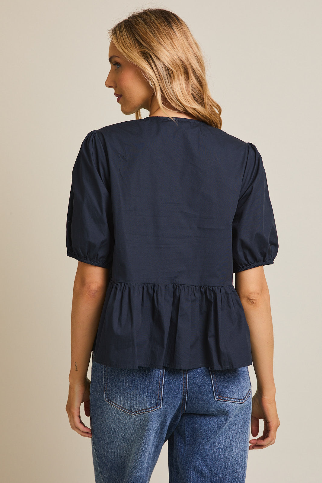 Ashley Front Tie Puff Sleeve Top