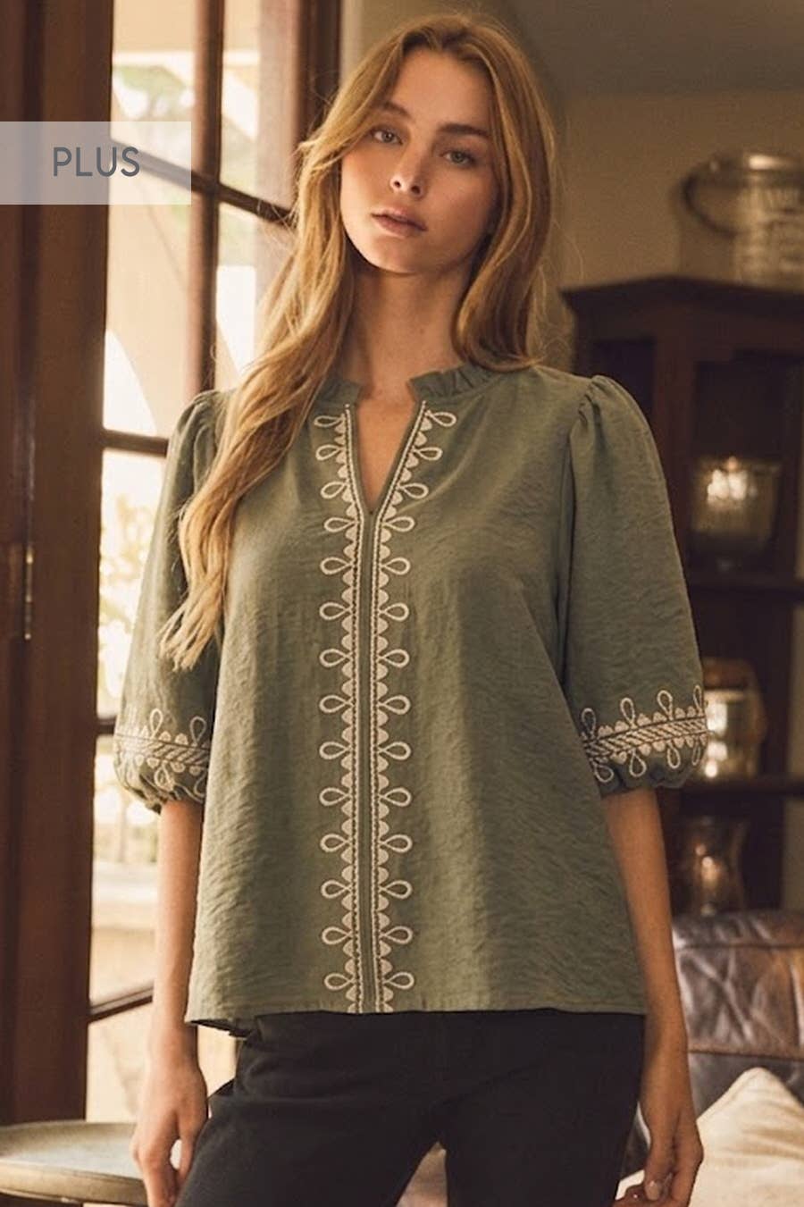 Vanessa Embroidered Suede Peplum Top