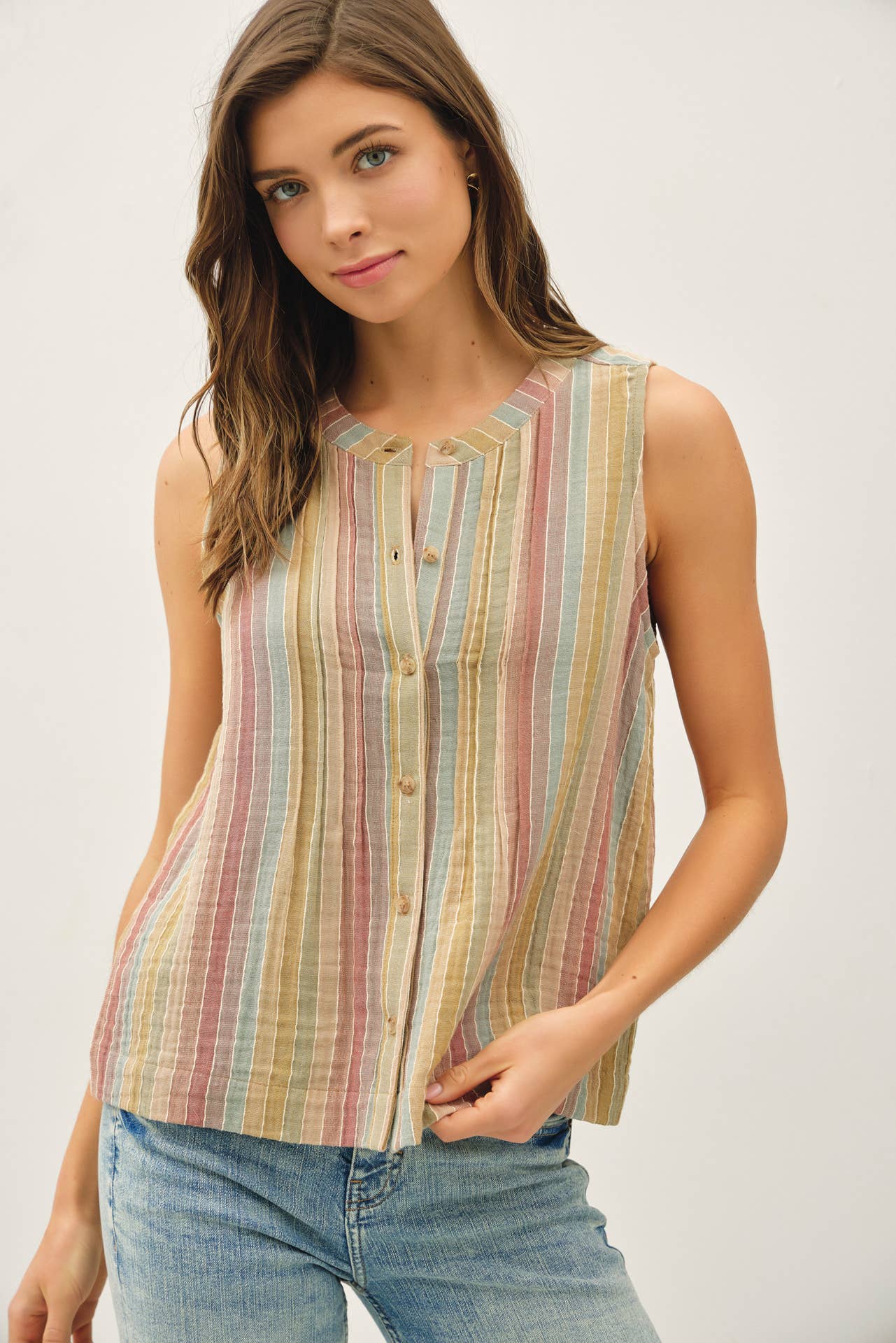 Sandra Striped Gauze Tank