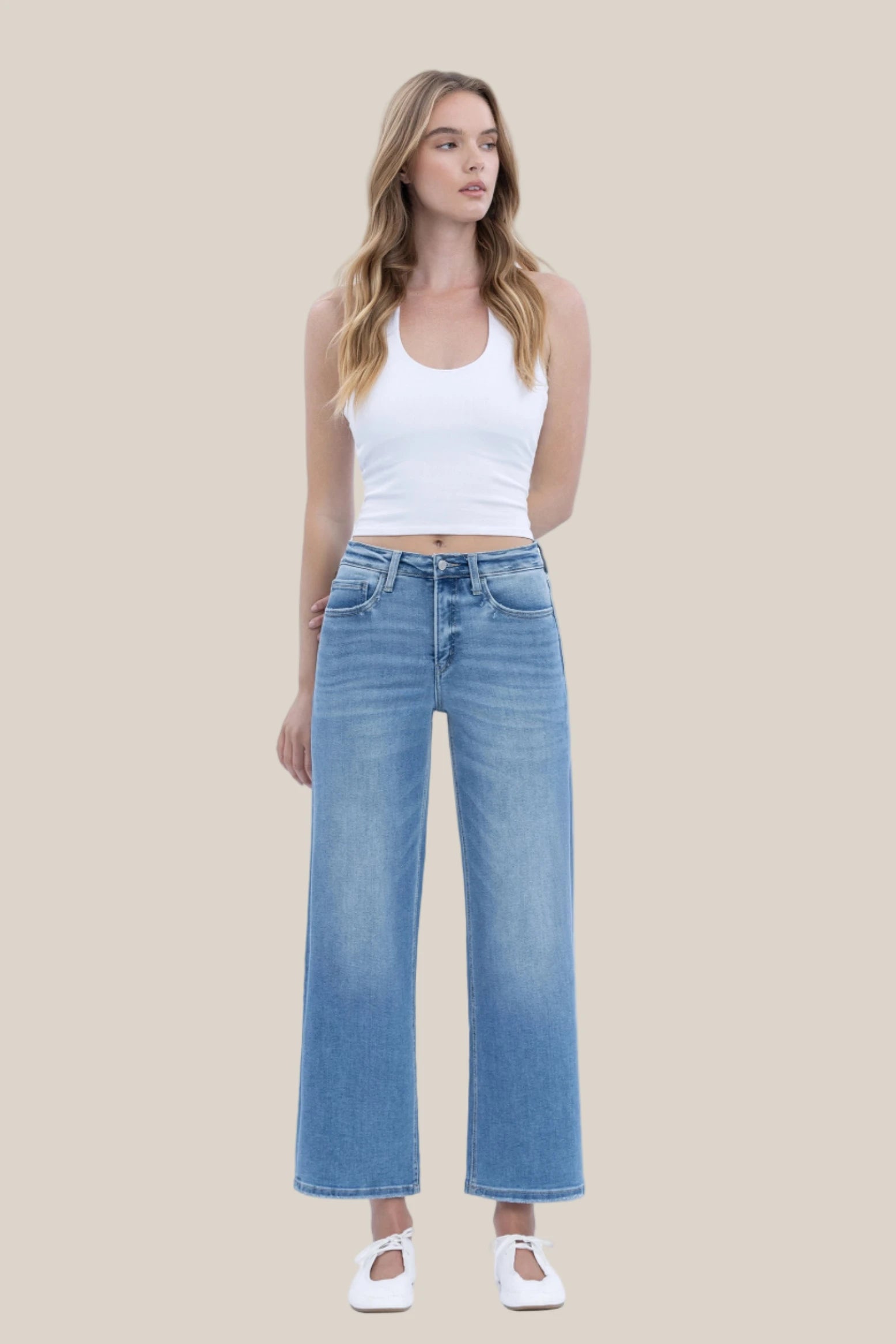 Anna High Rise Cropped Wide Leg Jeans