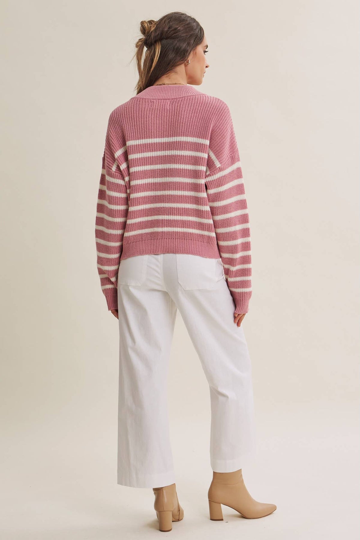 Nadia Striped Henley Sweater