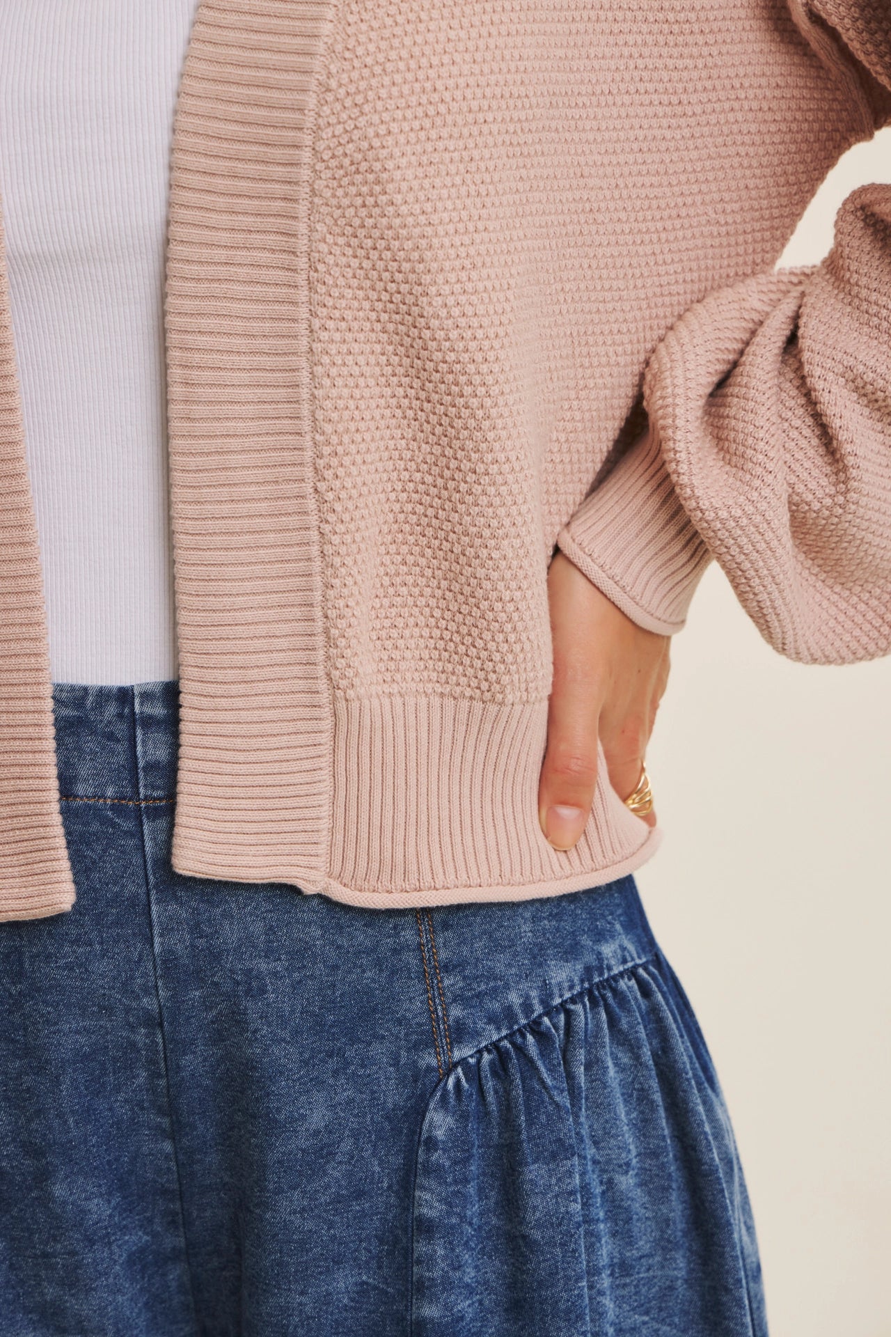 Rachel Waffle Open Cardigan