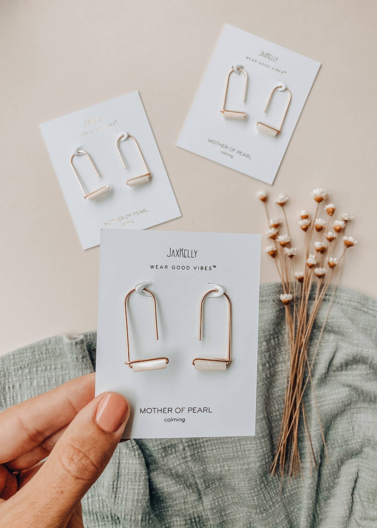 Gold Mother of Pearl Drop Earrings