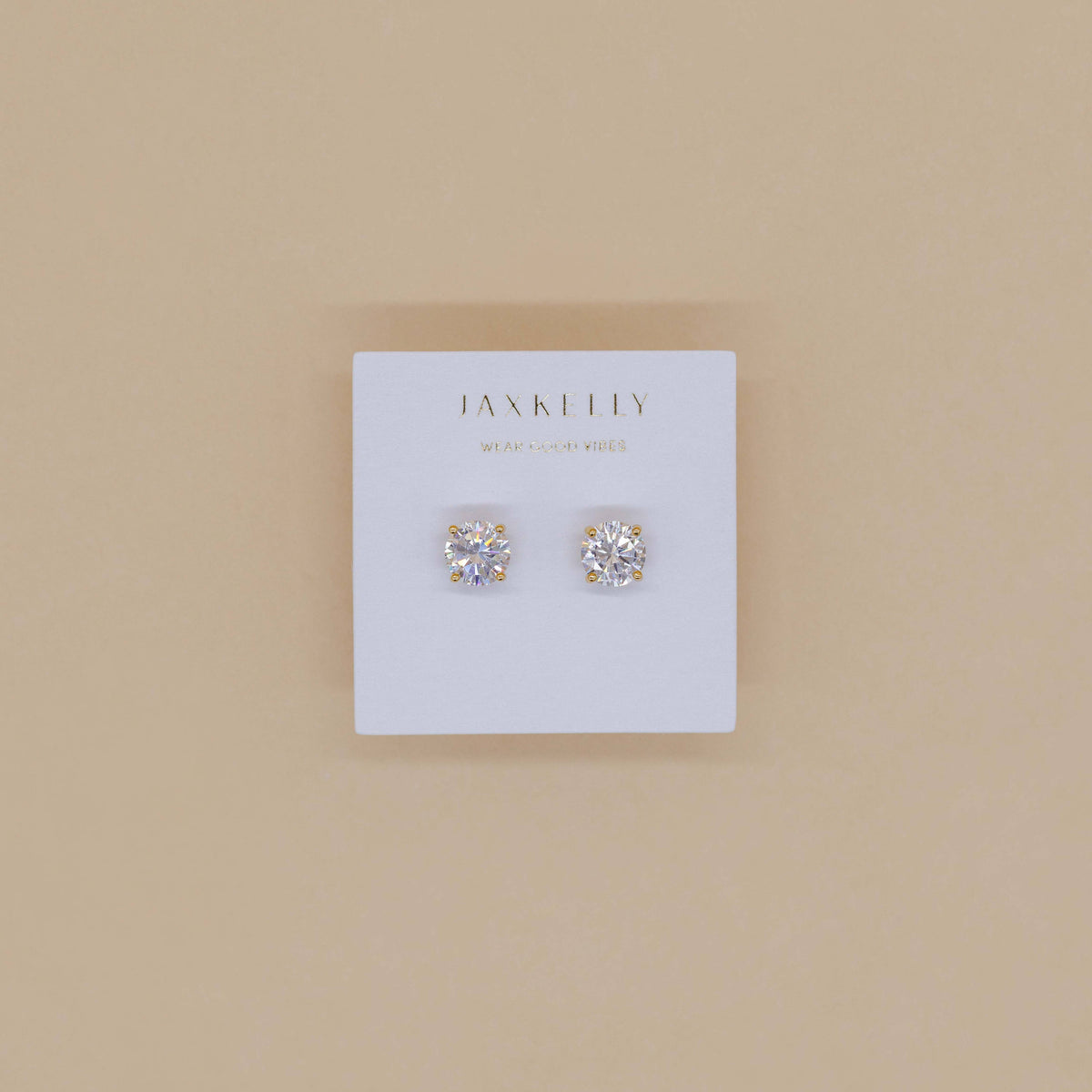 Gold Round CZ Earrings