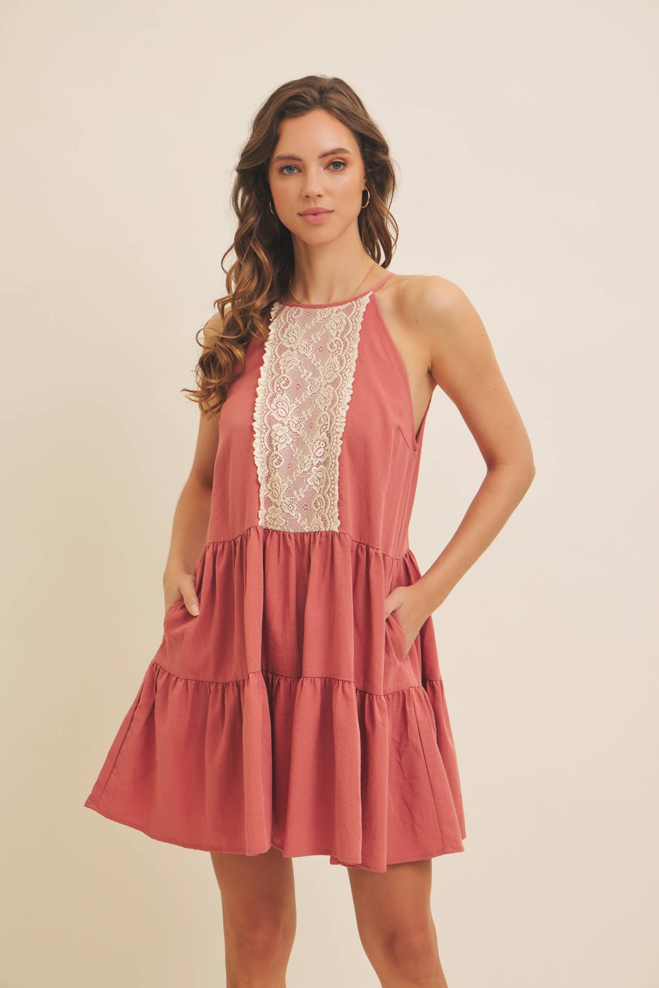 Lyla Lace Halter Mini Dress