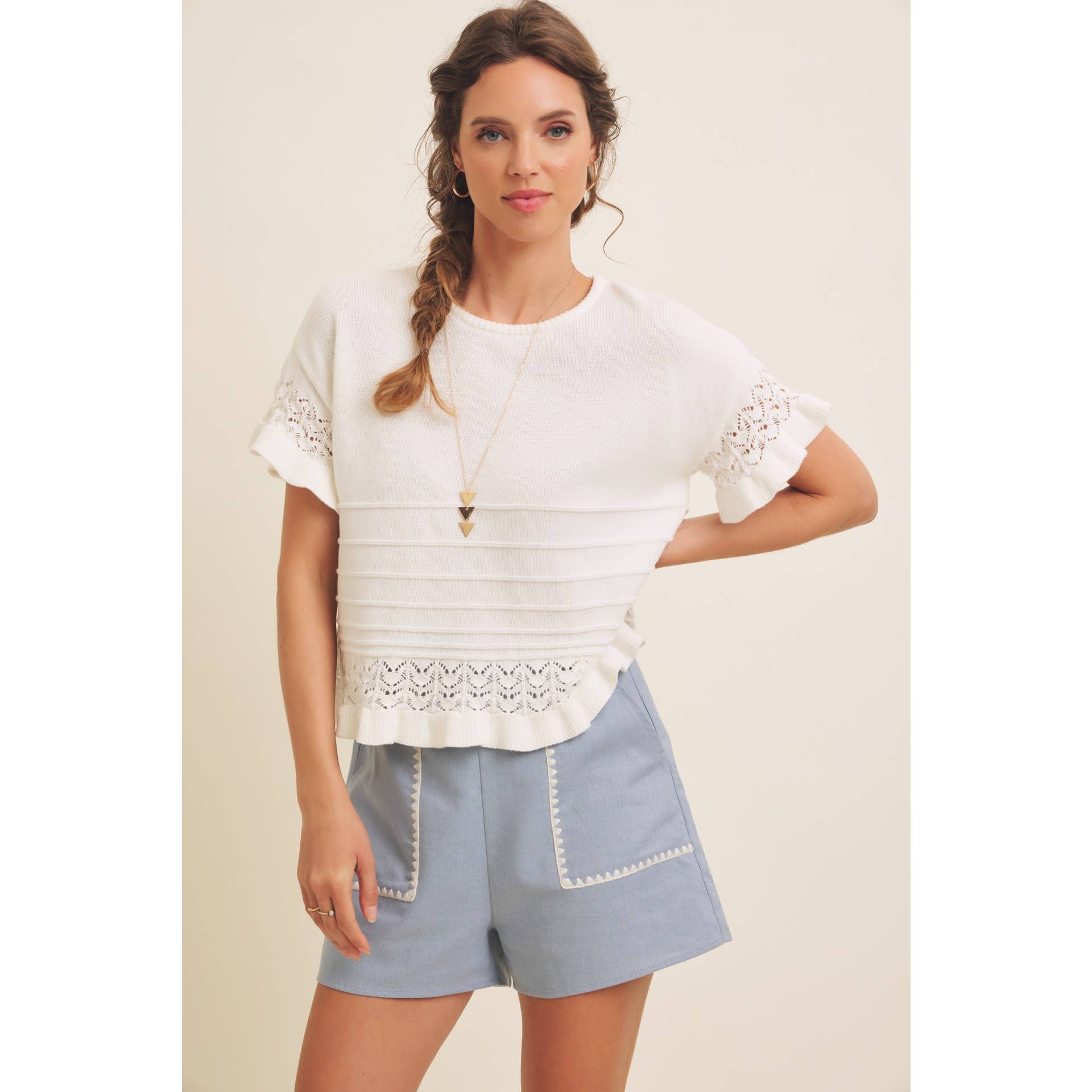 Riley Embroidered Linen Shorts