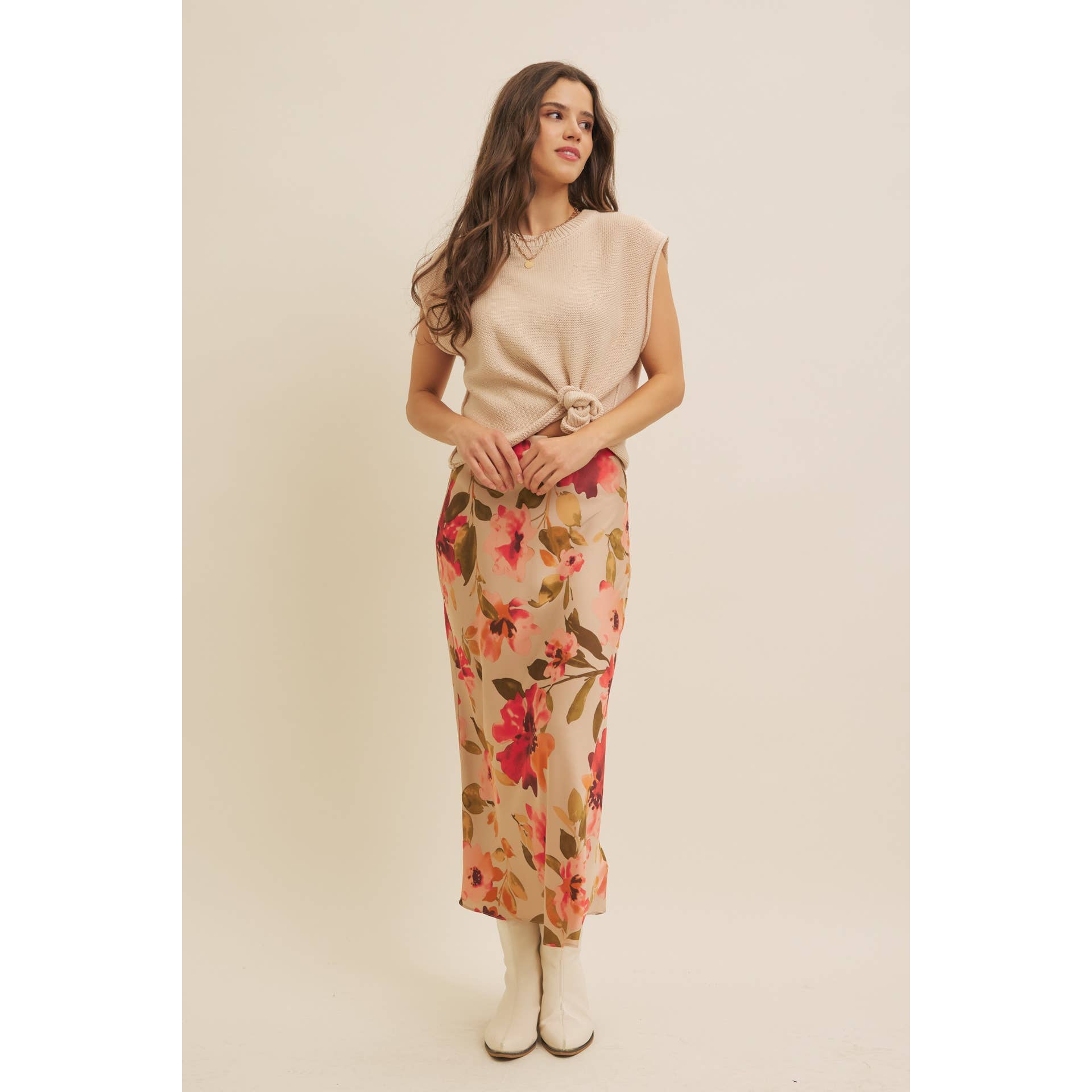 Jocelyn Floral Satin Maxi Skirt