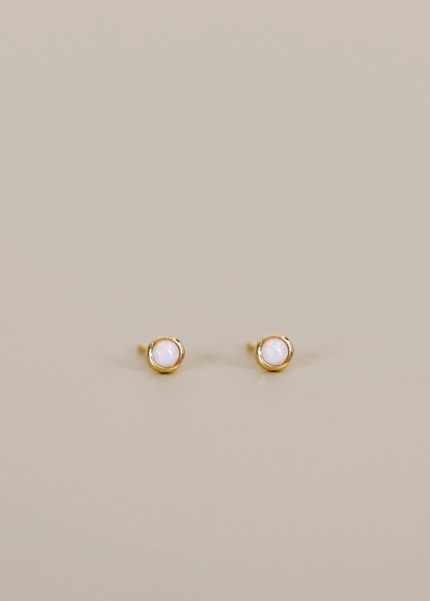 Simple Stud Gold Gemstone Earrings
