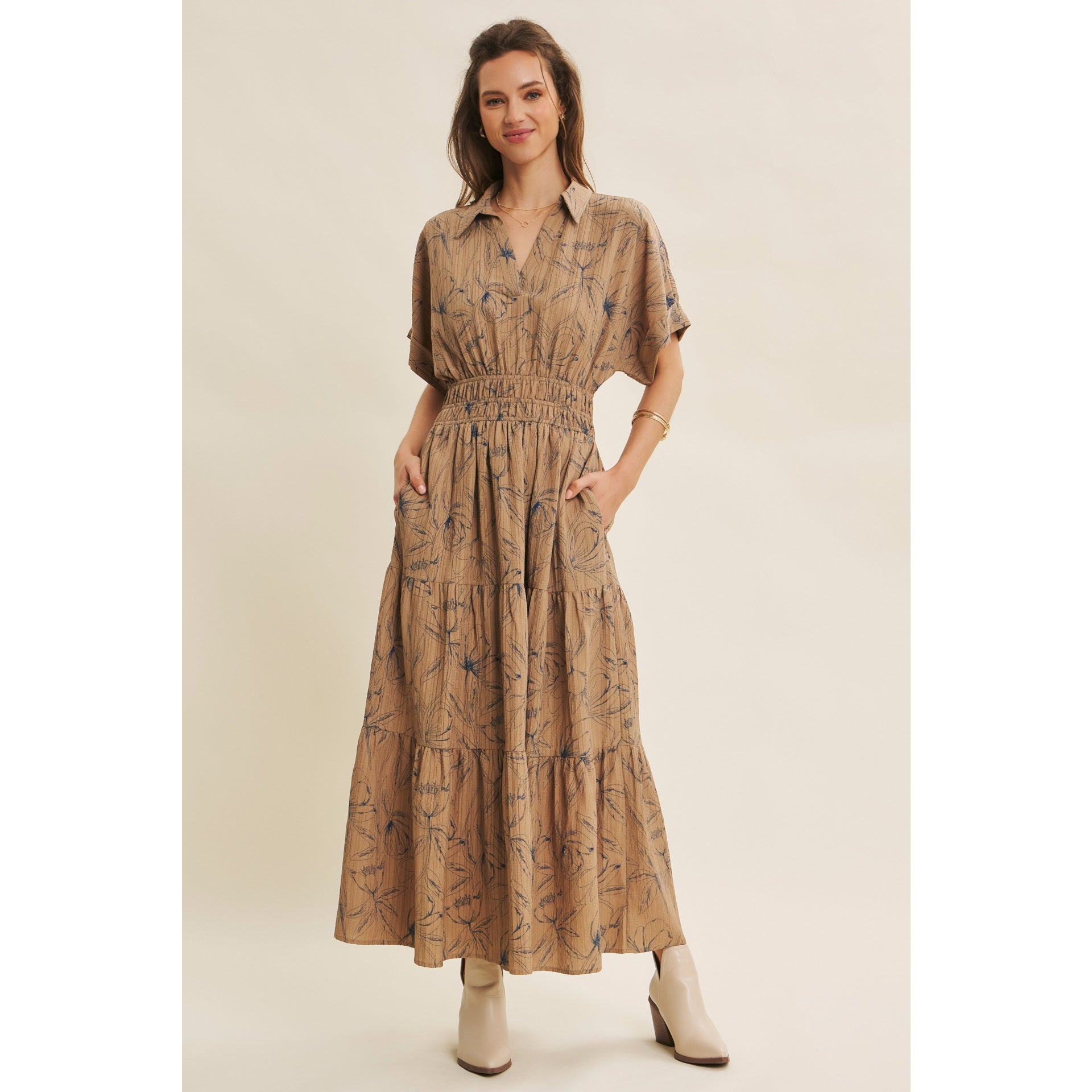 Carmen Dolman Sleeve Floral Maxi Dress
