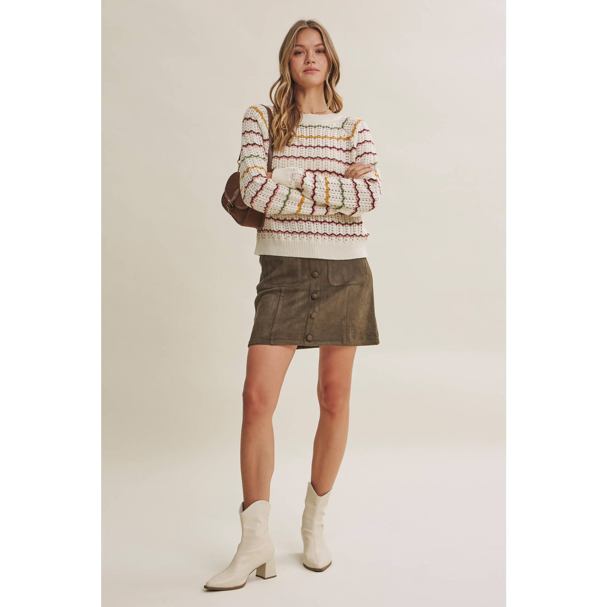 Clover Scallop Stripe Sweater