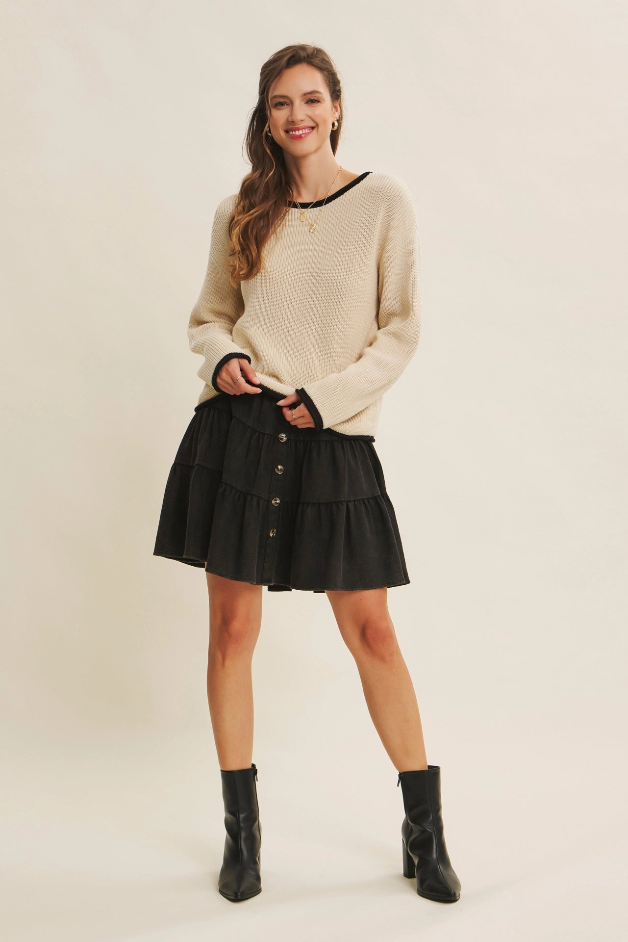 Hanna Rolled Edge Sweater