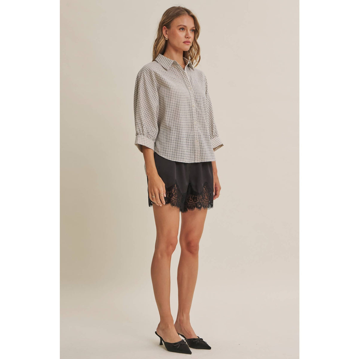 Delta Plaid Dolman Button Down