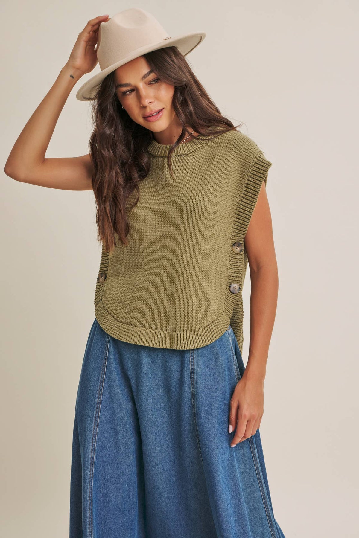 Ellie Denim Paneled Midi Skirt