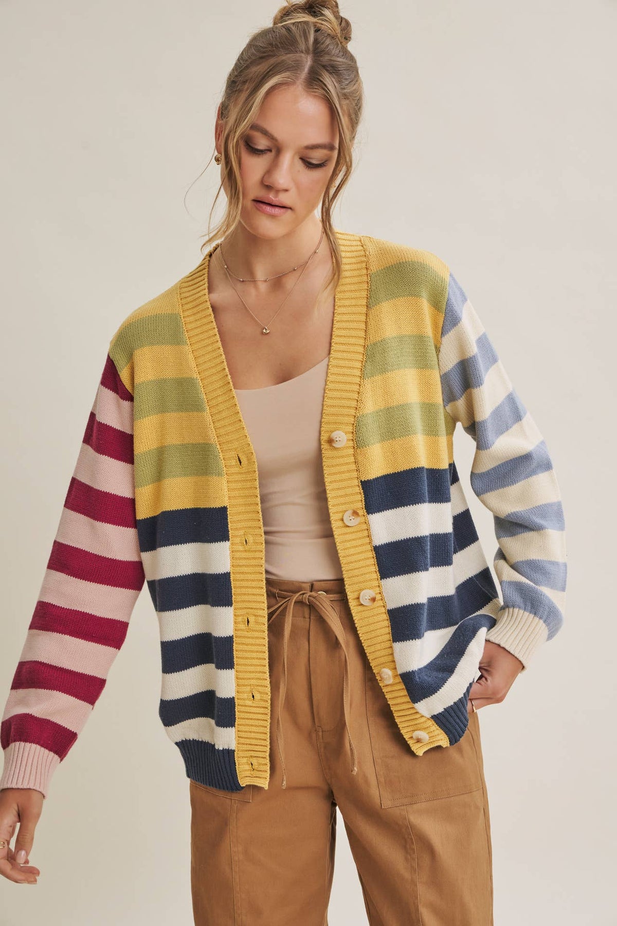 Sally Colorblock Striped Cardigan