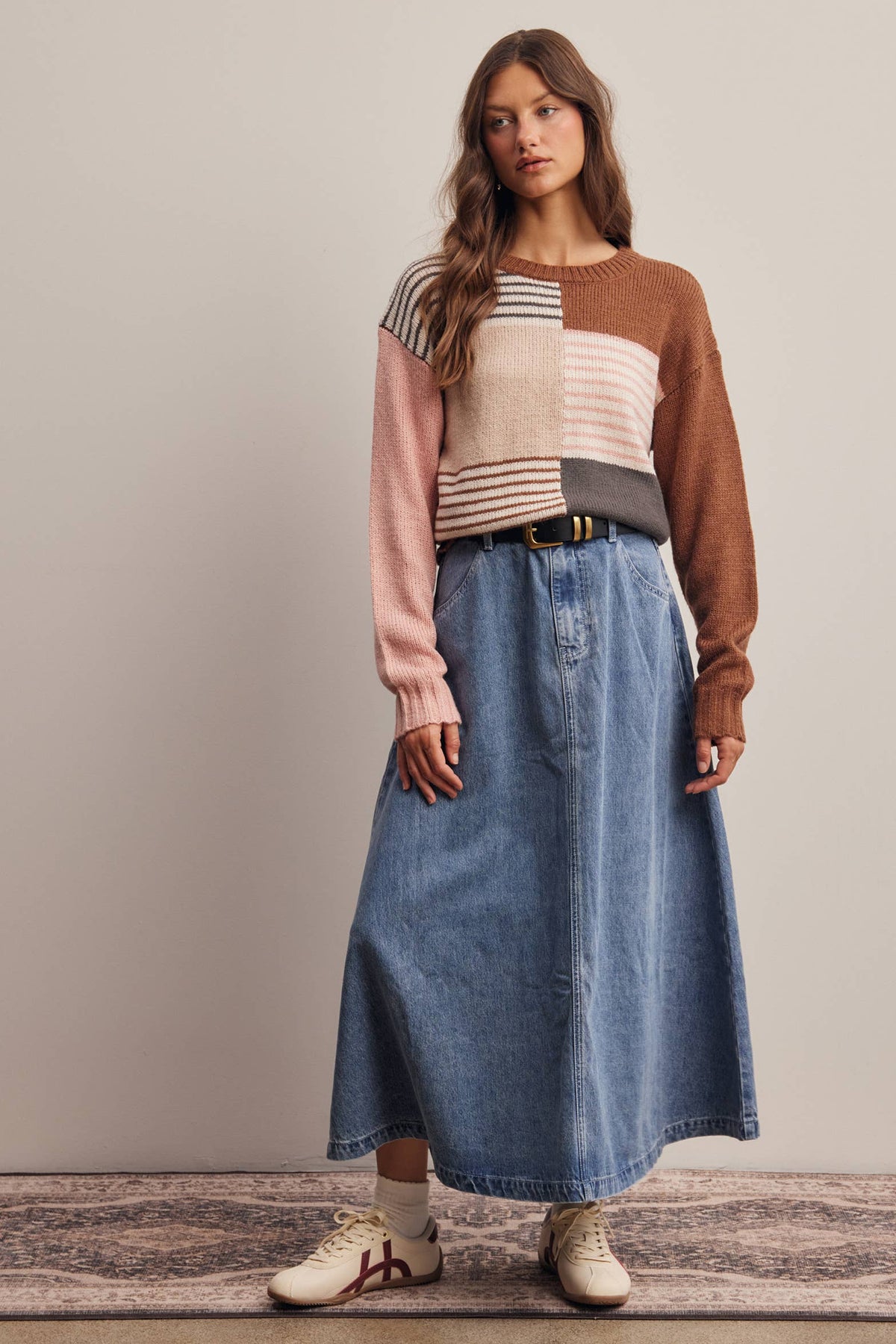 Trina Colorblock Mixed Stripe Sweater