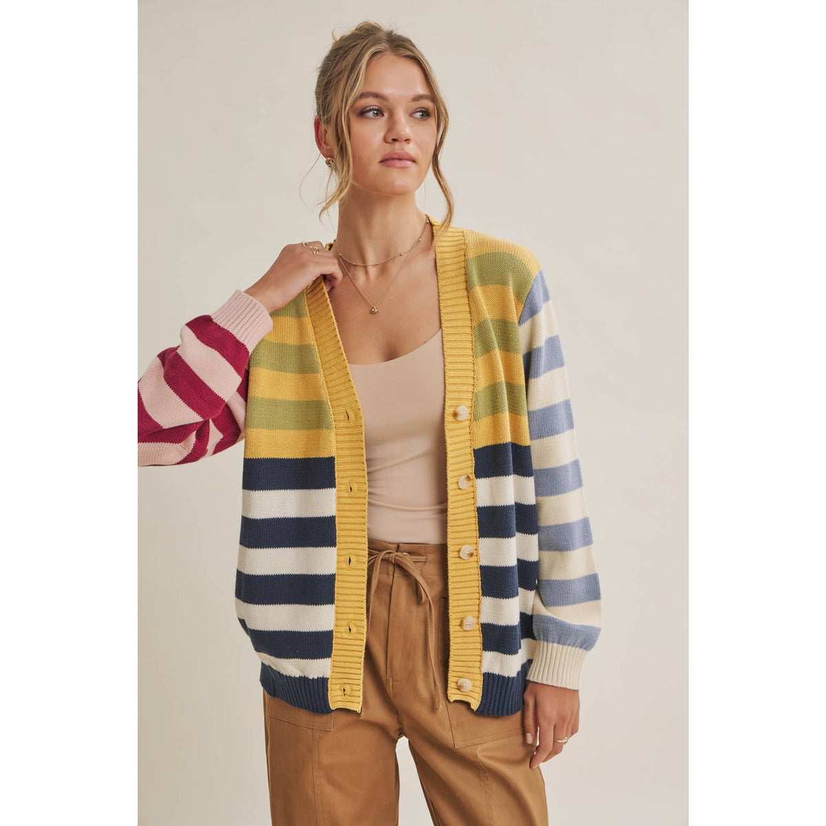 Sally Colorblock Striped Cardigan