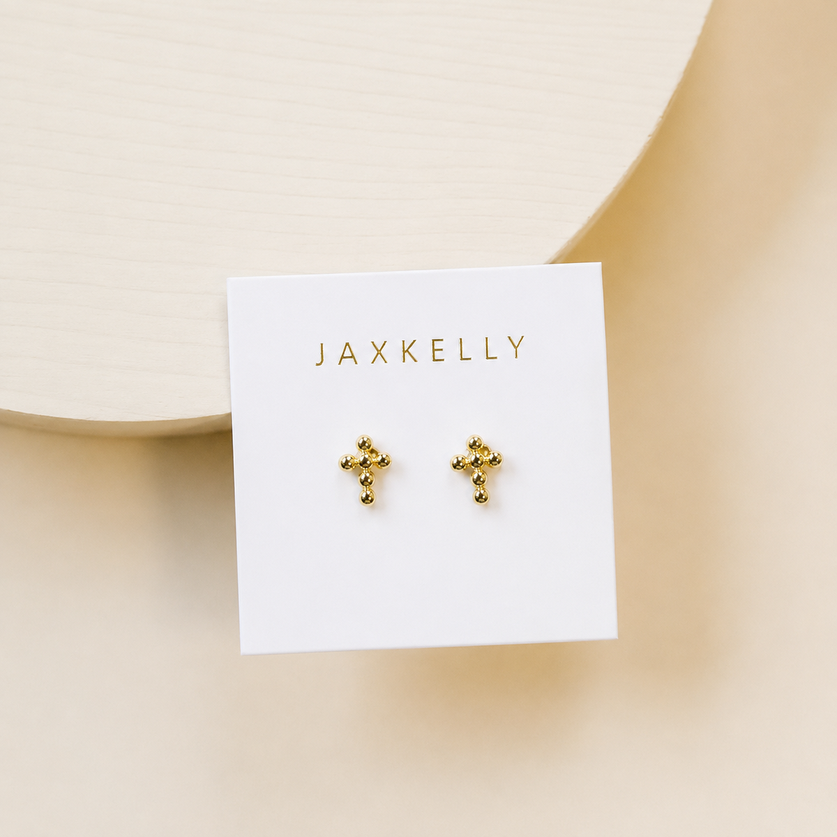 Gold Cross Stud Earrings