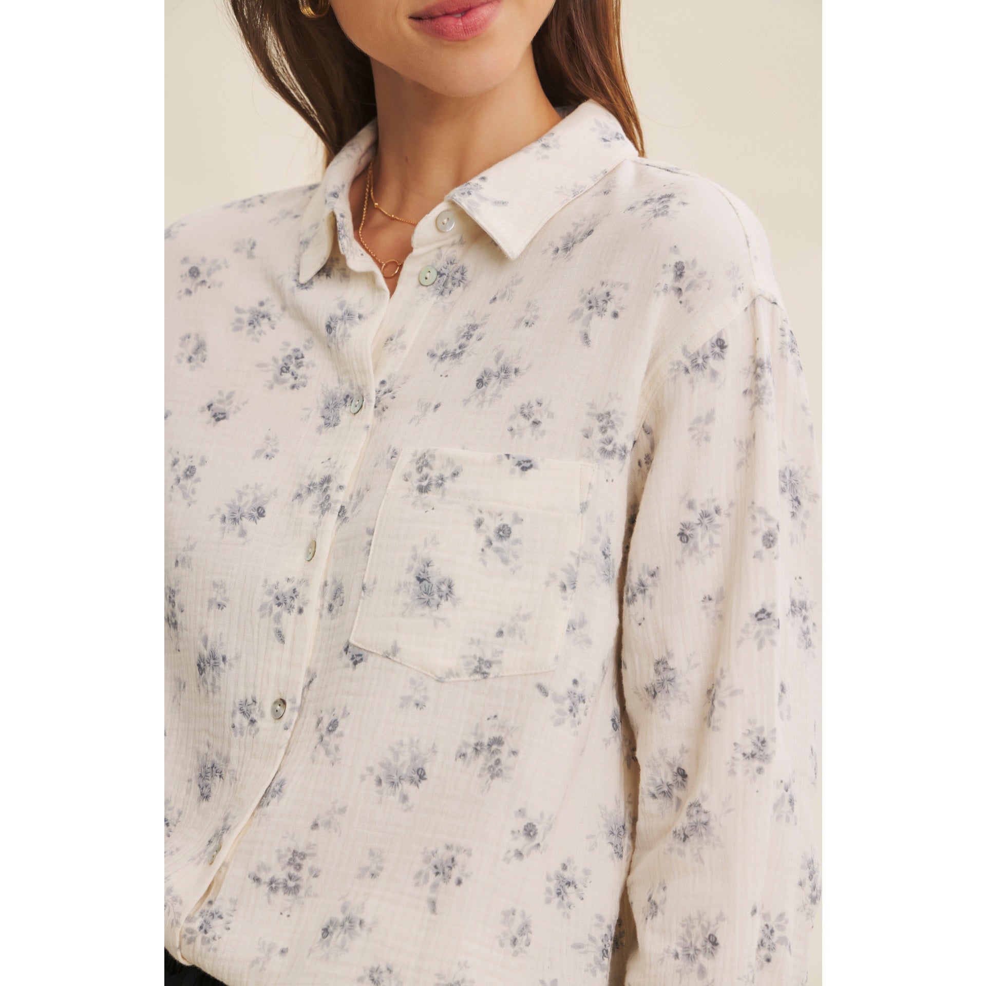Kendra Floral Gauze Button Down Shirt