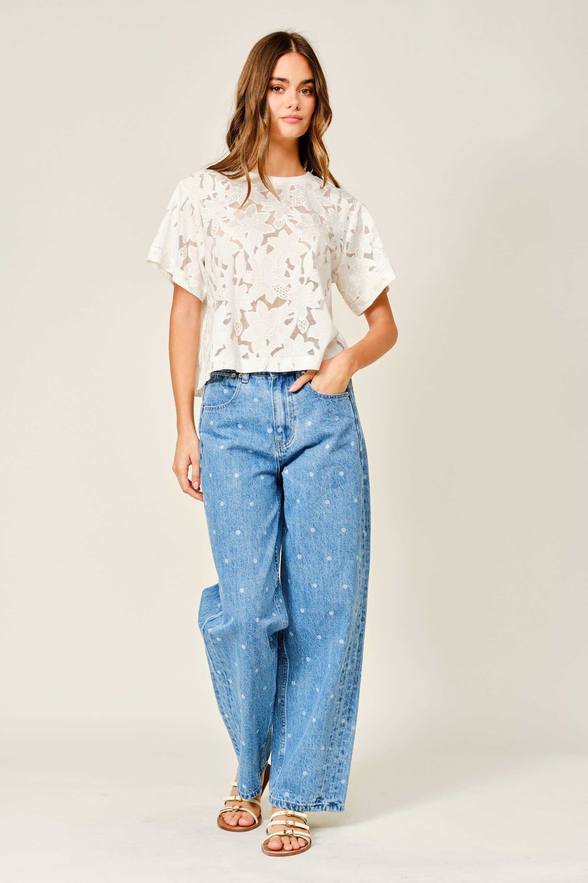 Kaylee Mesh Lace Floral Tee