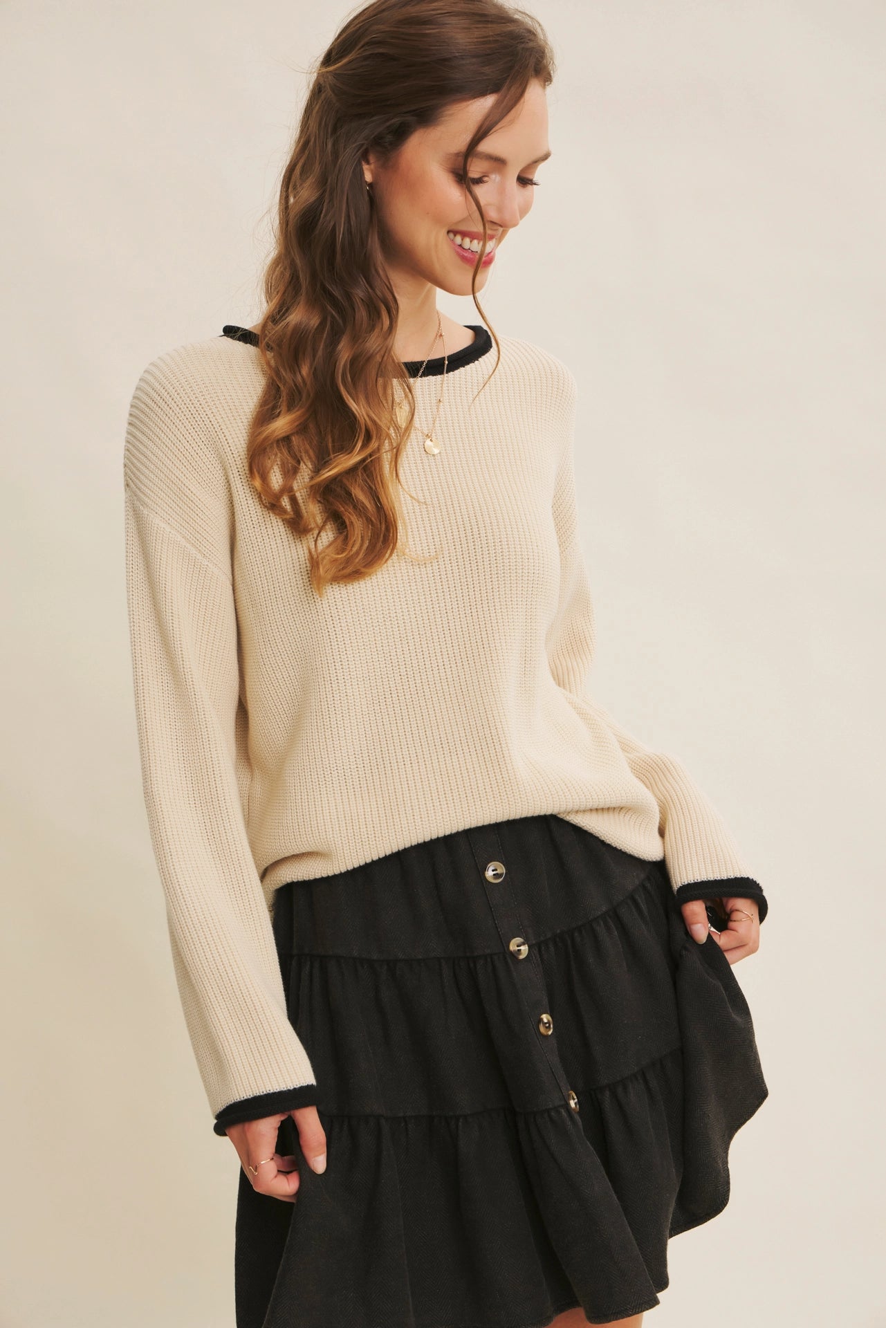 Hanna Rolled Edge Sweater