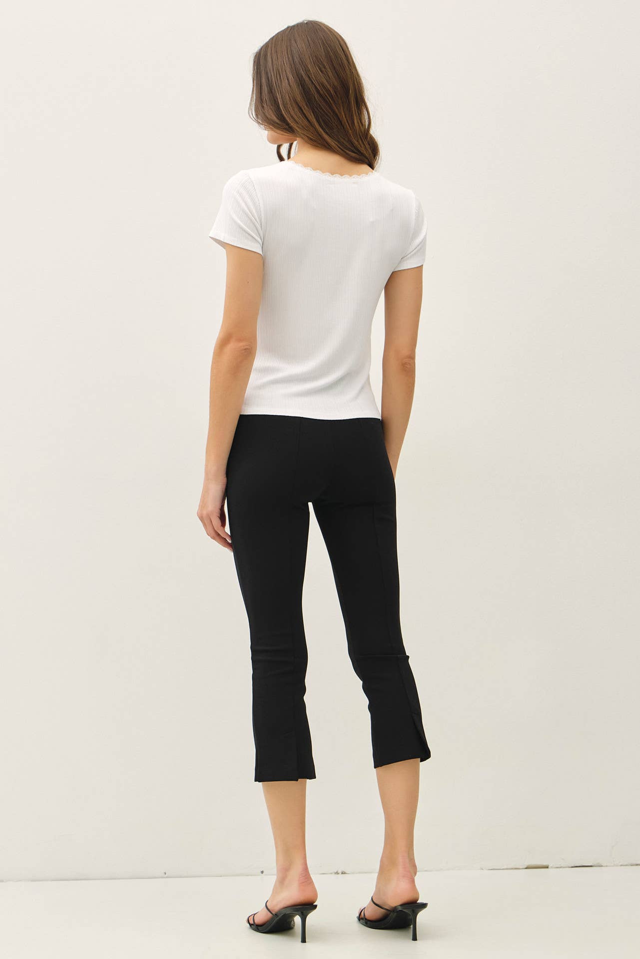 Paris Ribbed Lace Trimmed Tee