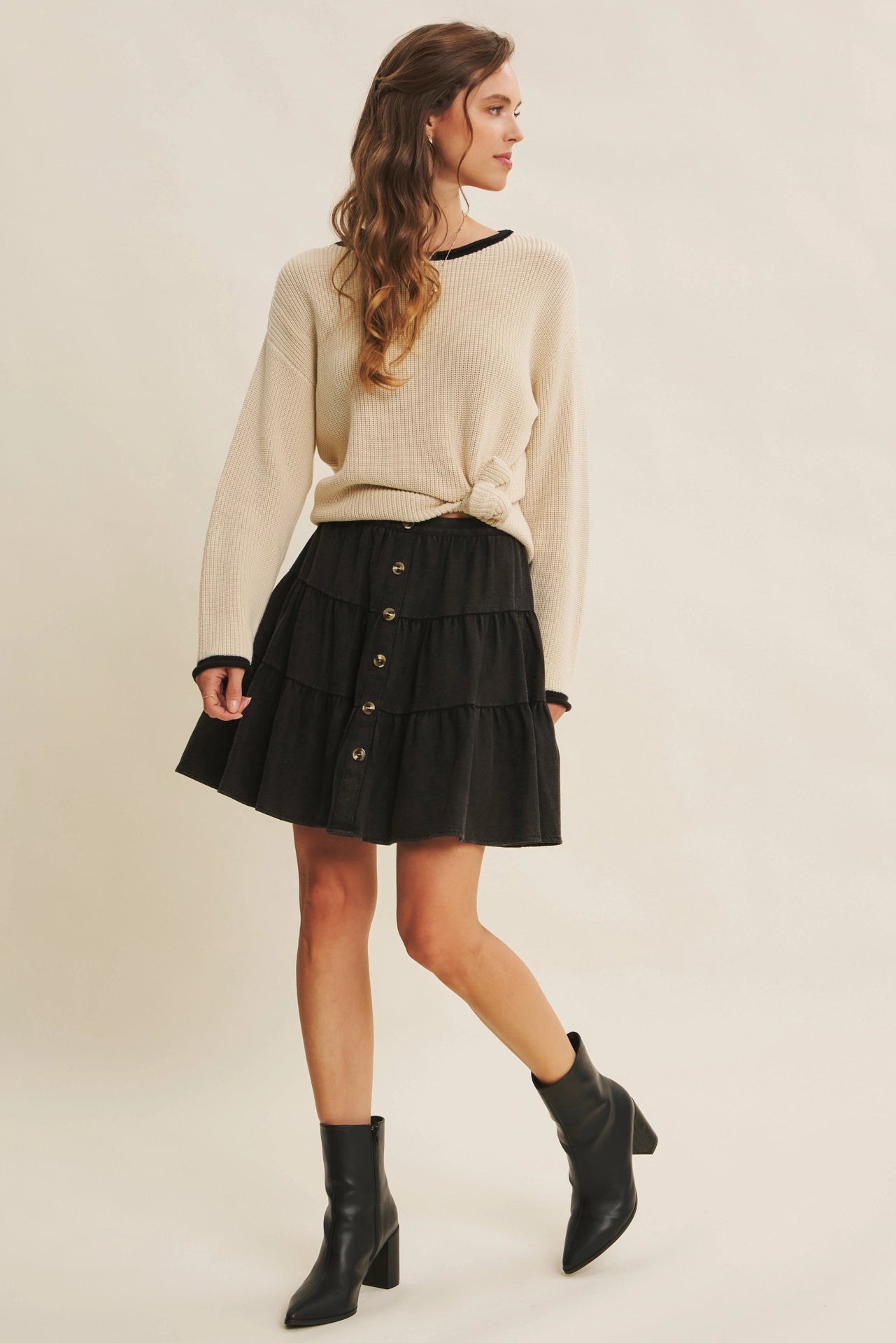 Hanna Rolled Edge Sweater