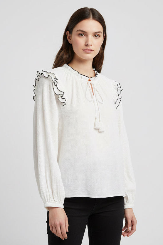 Calli Tassel Ruffled Top