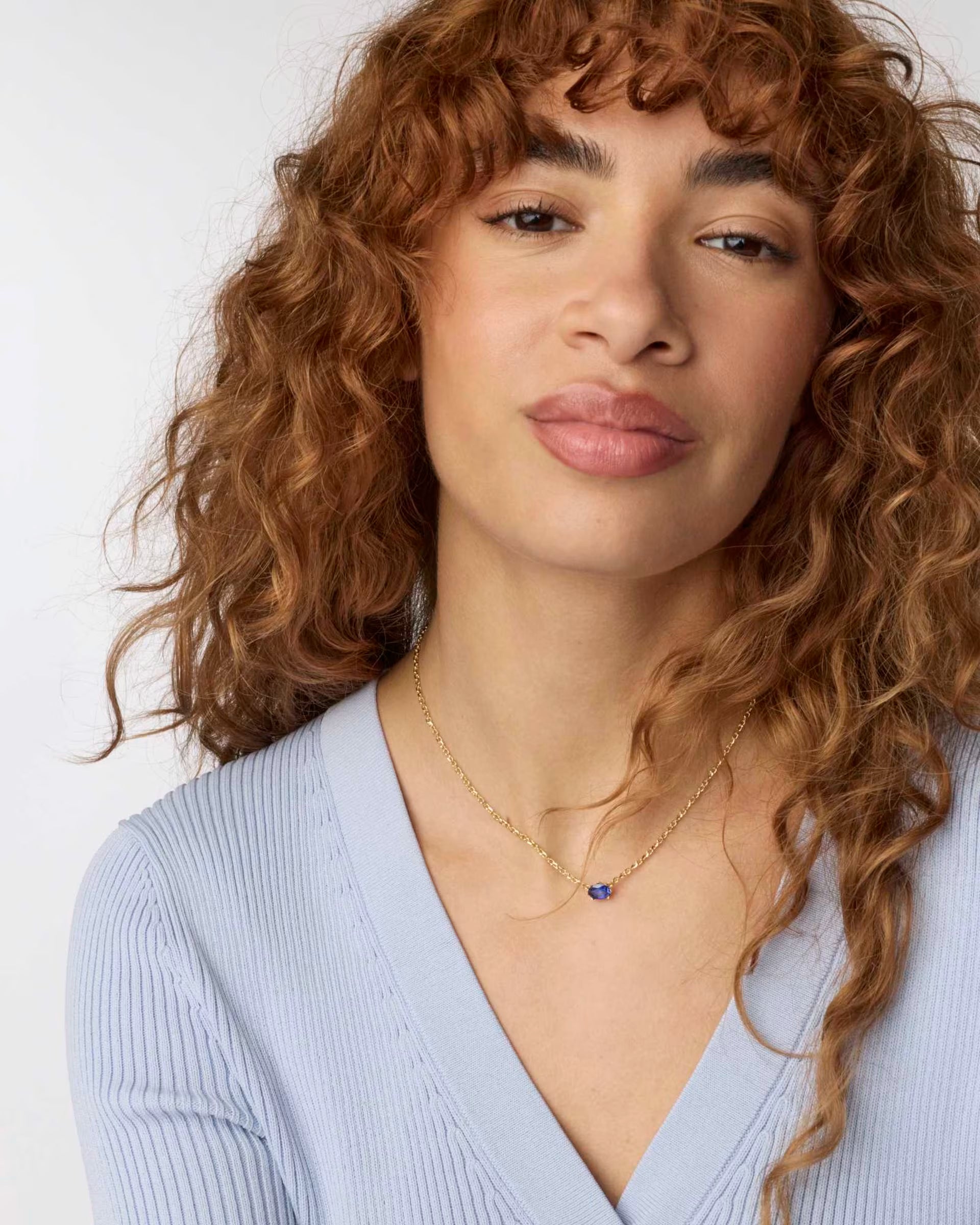 Cailin Gold Pendant Necklace - Blue Crystal
