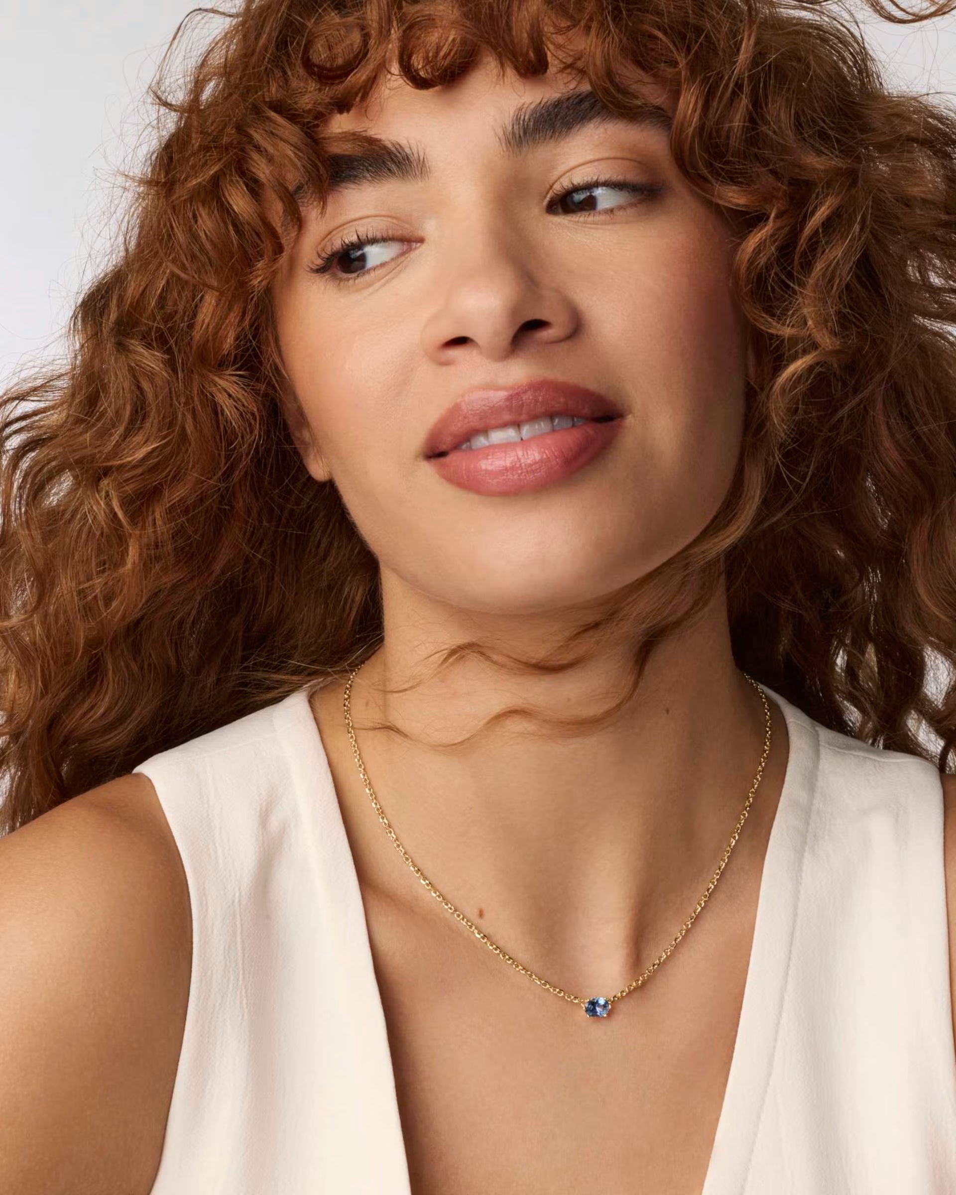 Cailin Gold Pendant Necklace - Blue Violet Crystal