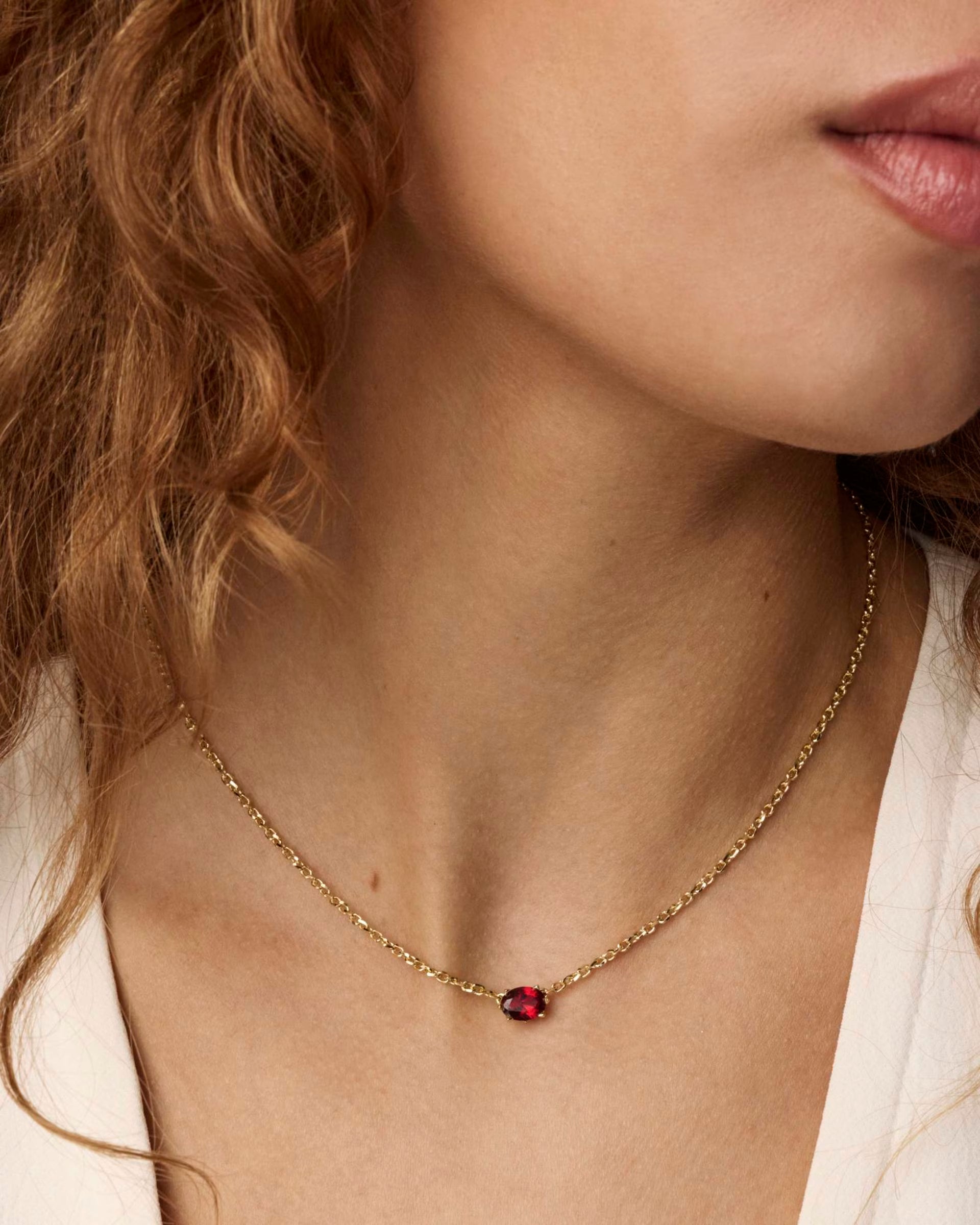 Cailin Gold Pendant Necklace - Red Crystal