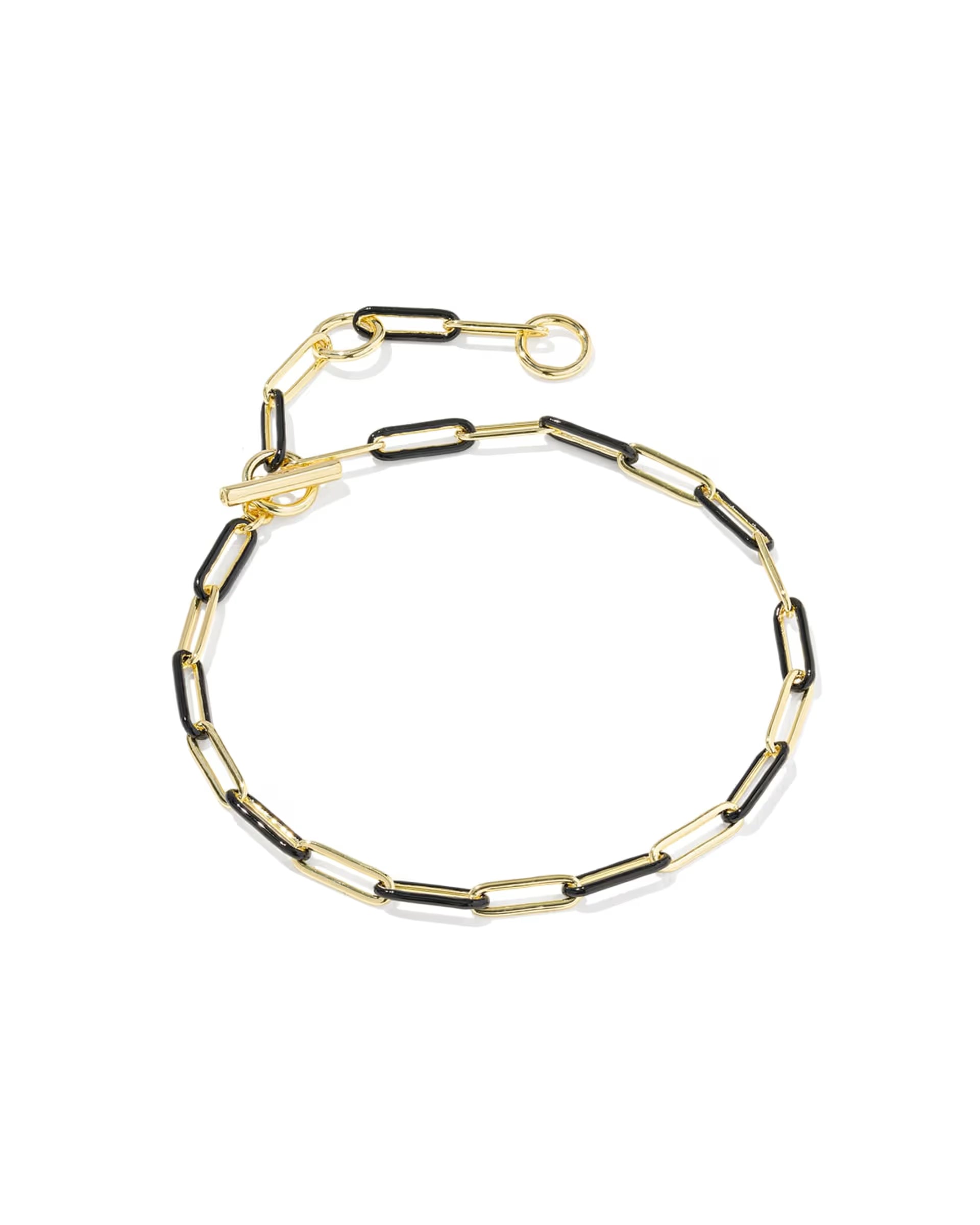 Courtney Gold Black Enamel Link & Chain Bracelet