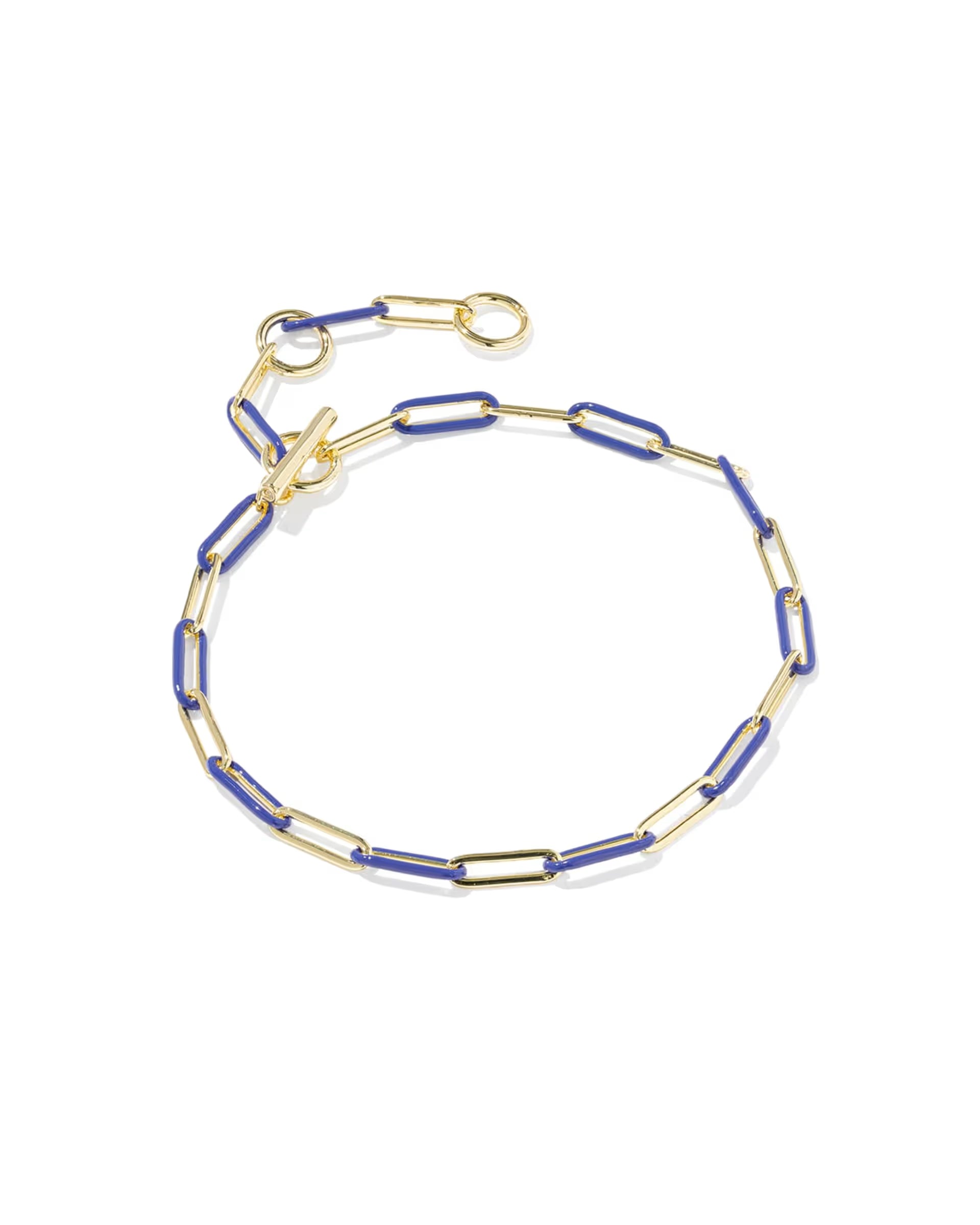 Courtney Gold Blue Enamel Link & Chain Bracelet