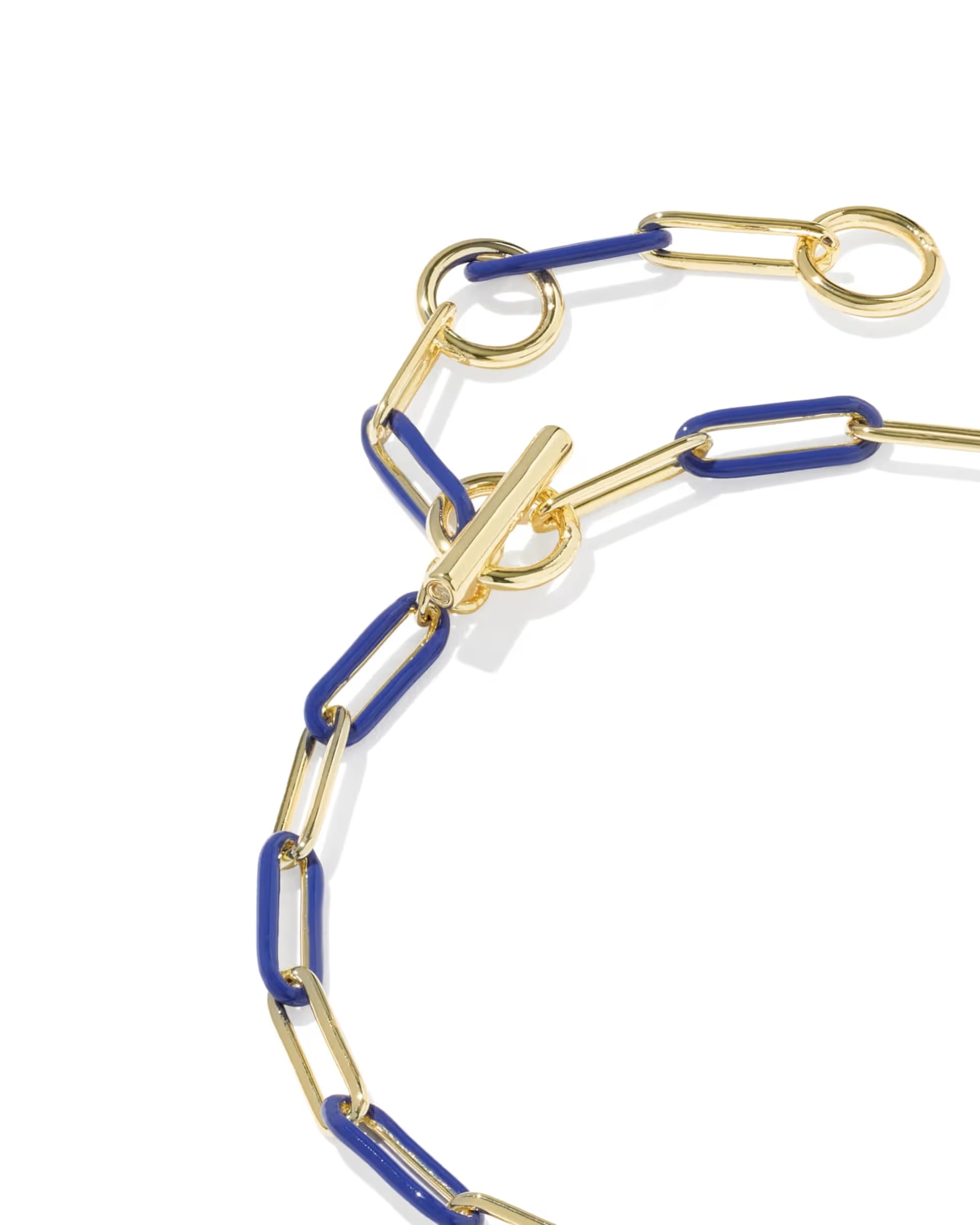 Courtney Gold Blue Enamel Link & Chain Bracelet