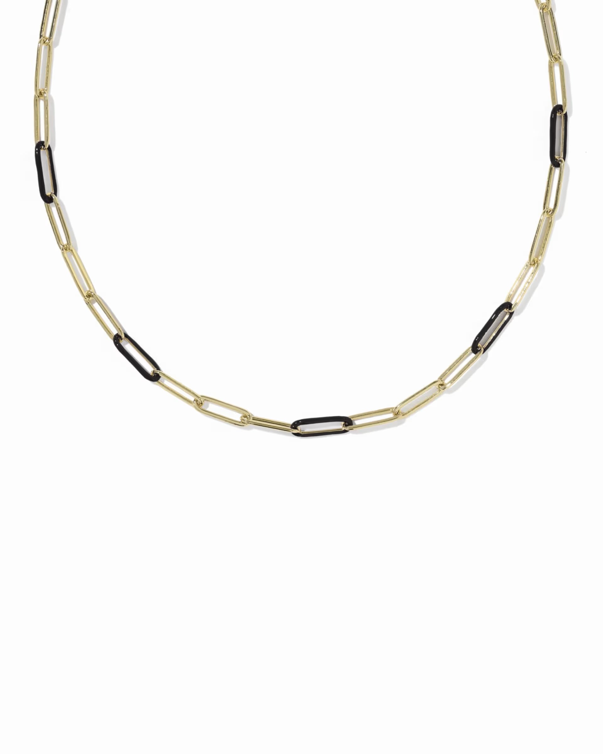 Courtney Gold Black Enamel Link & Chain Necklace