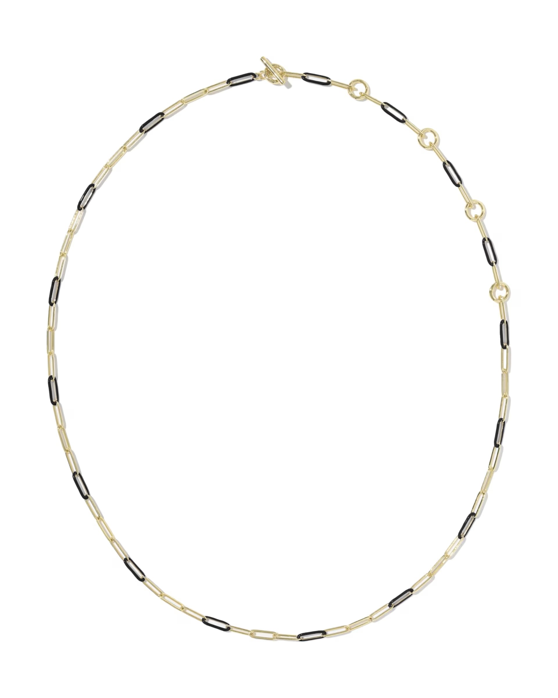 Courtney Gold Black Enamel Link & Chain Necklace