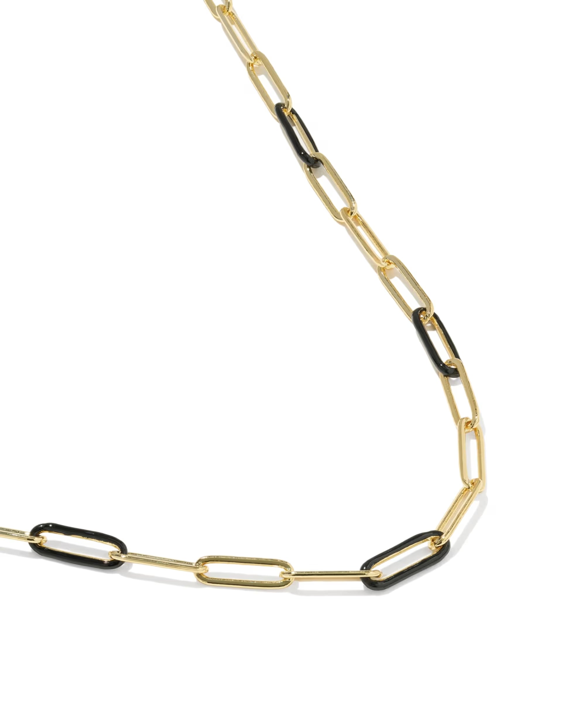 Courtney Gold Black Enamel Link & Chain Necklace