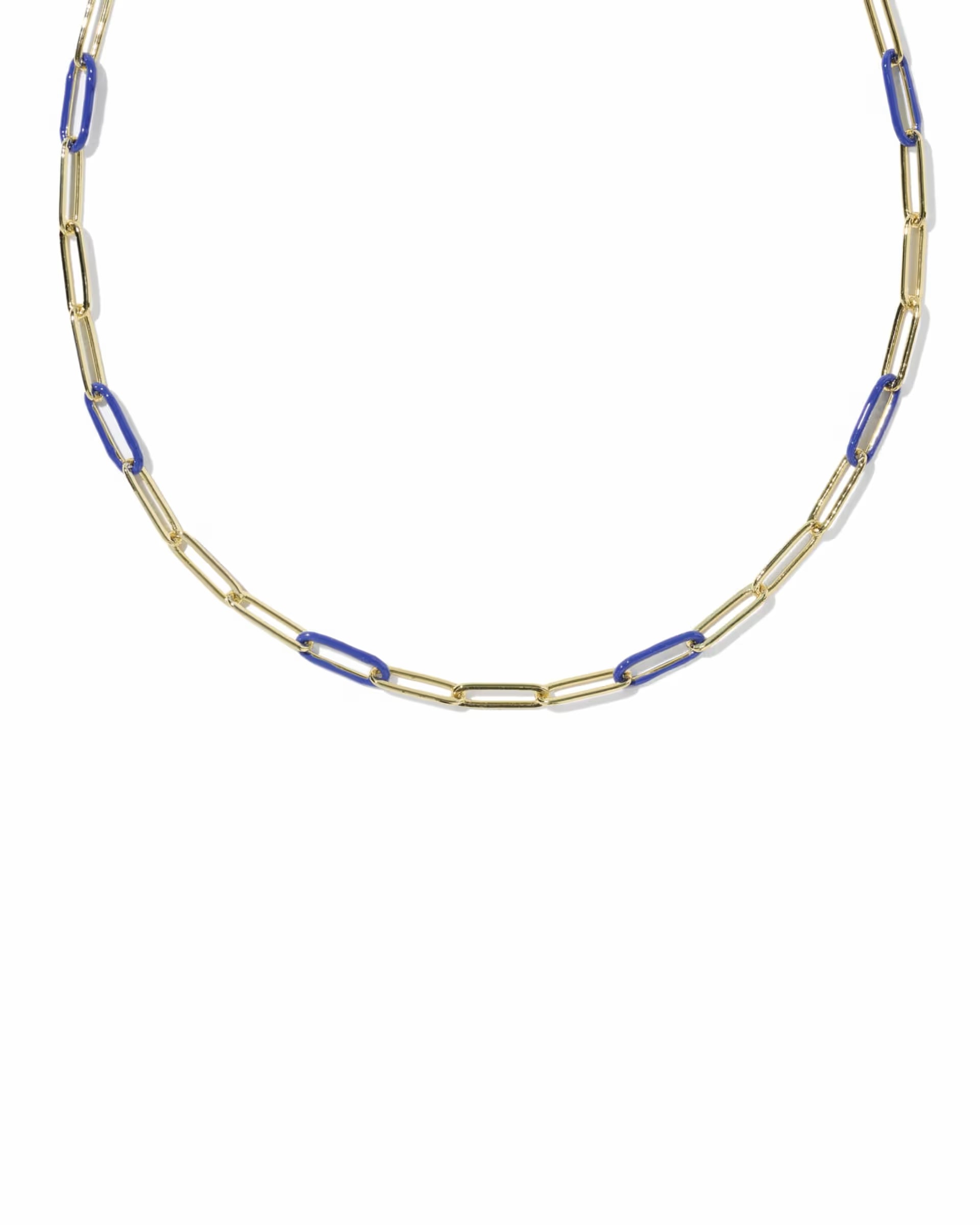 Courtney Gold Blue Enamel Link & Chain Necklace