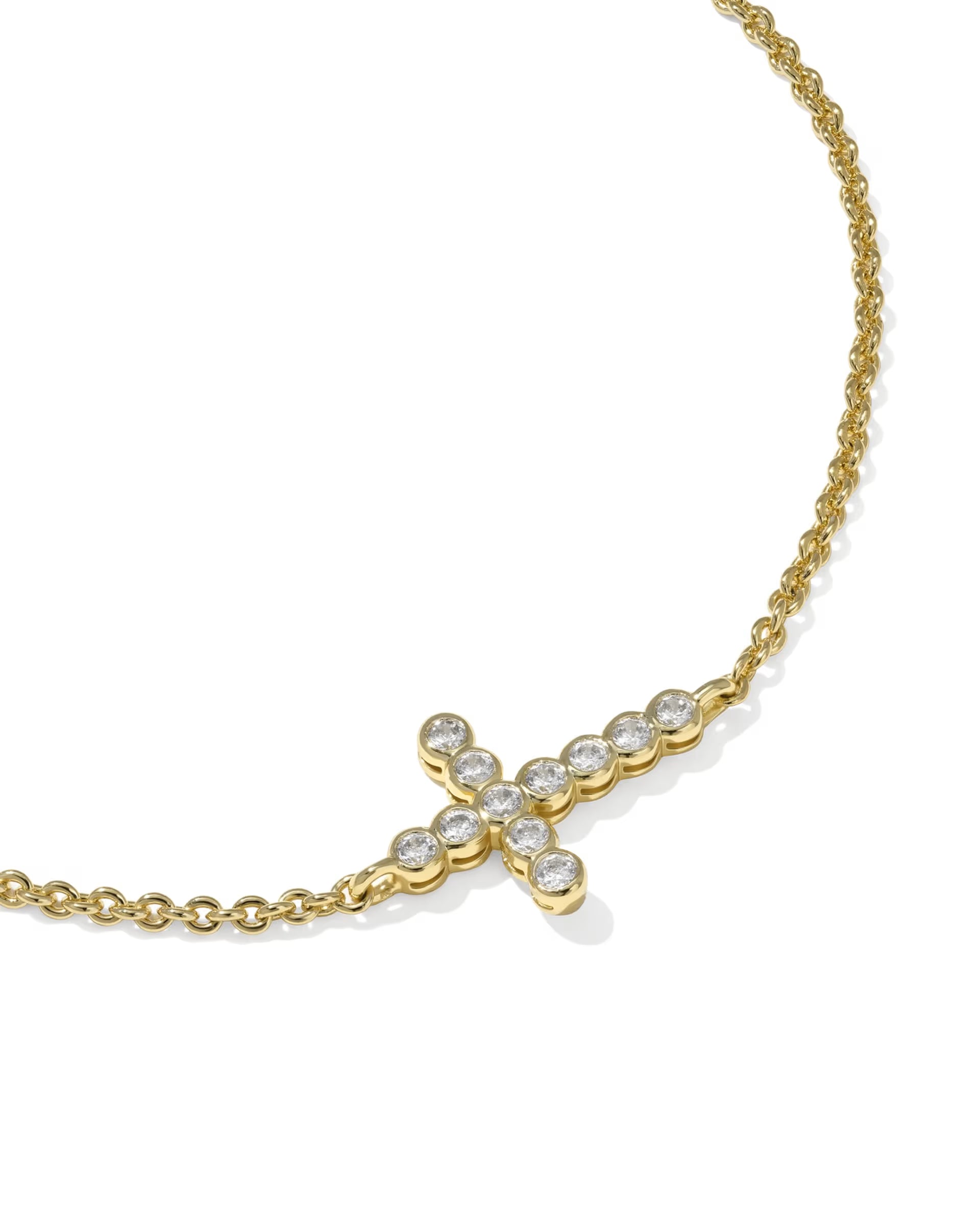 Cross Crystal Delicate Gold Chain Bracelet