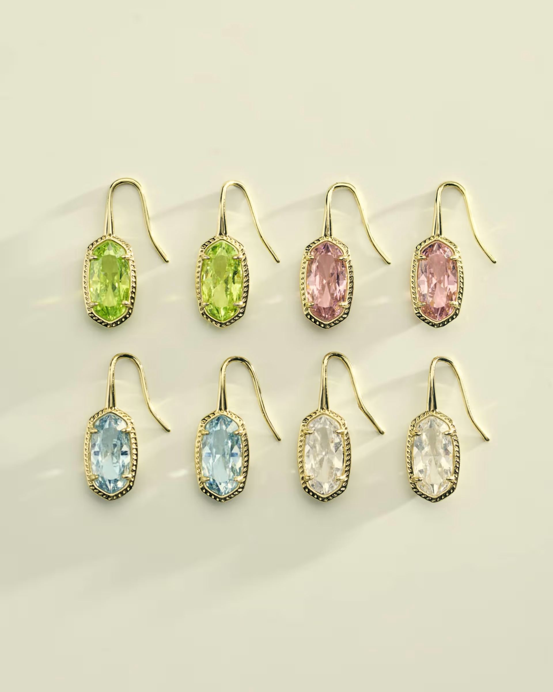Lee Luxe Gold Drop Earrings - Green CZ