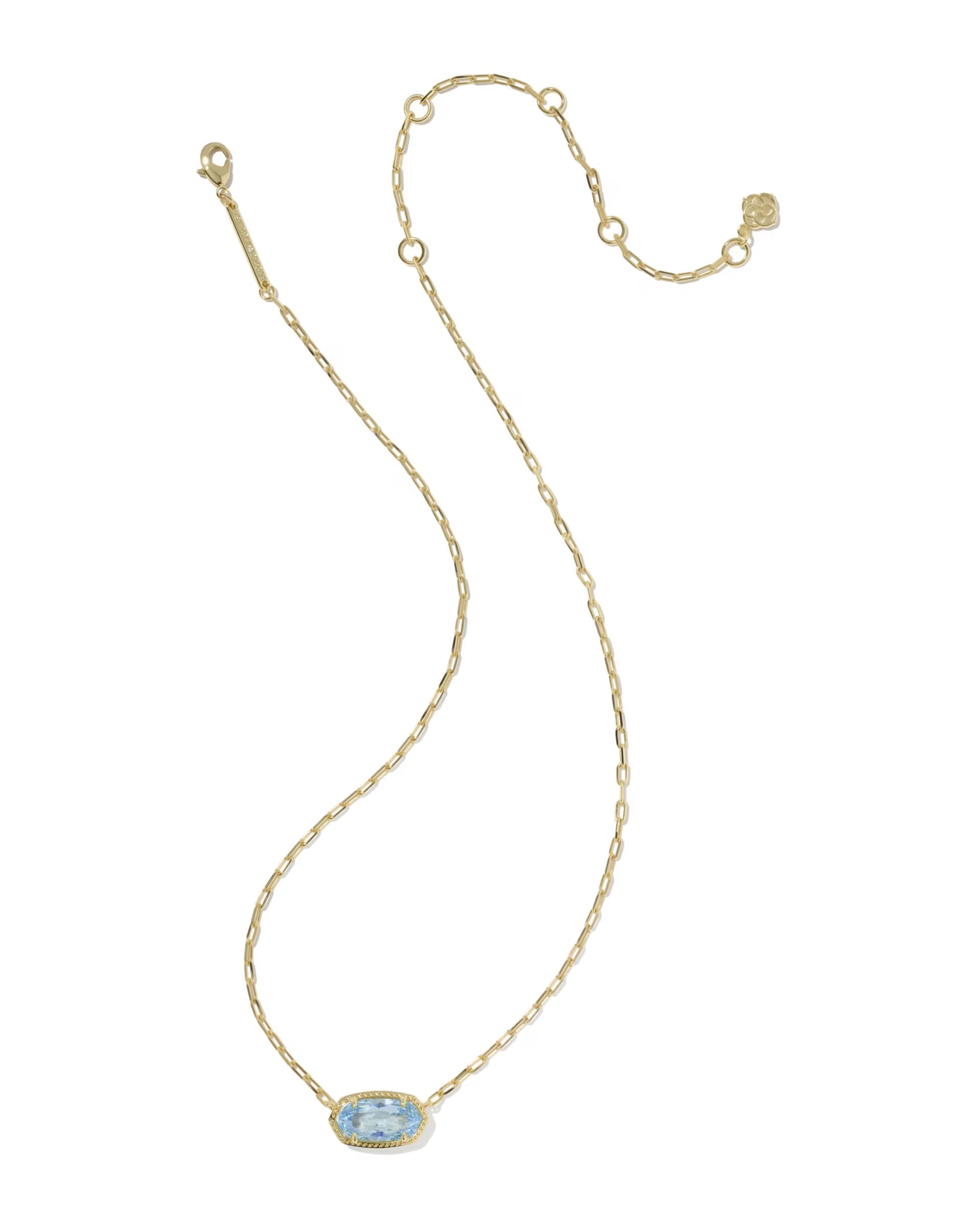 Elisa Luxe Gold Short Pendant Necklace - Blue CZ