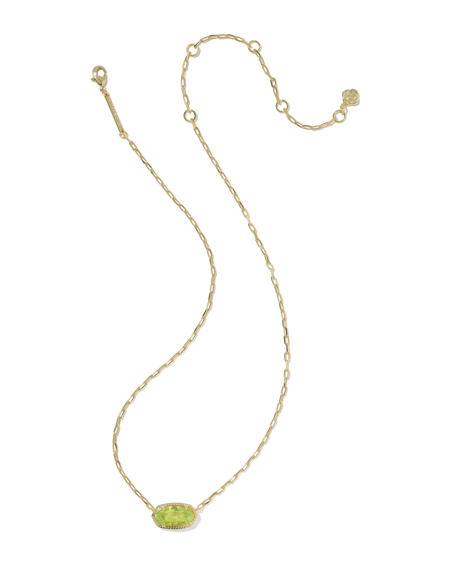 Elisa Luxe Gold Short Pendant Necklace - Green CZ