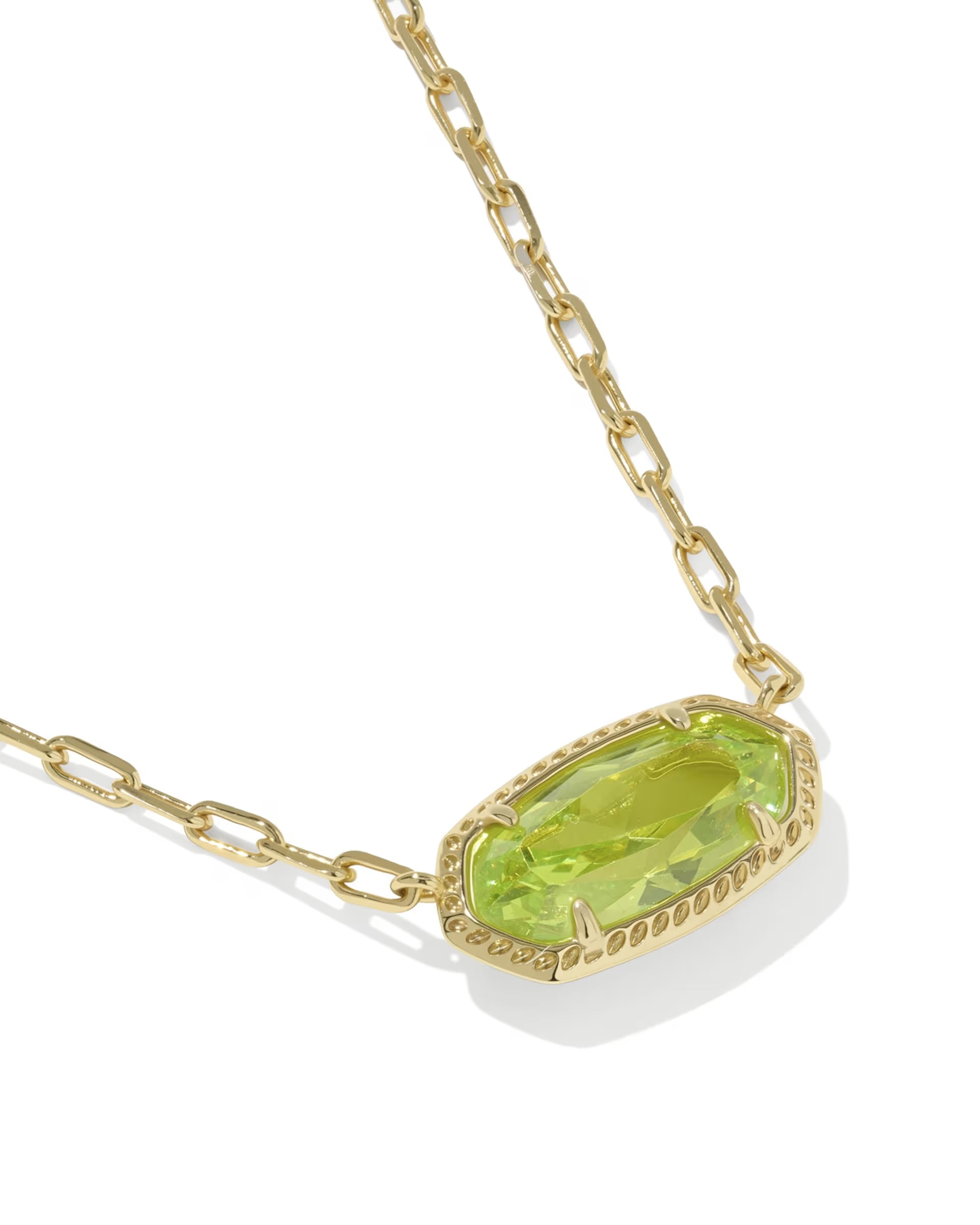 Elisa Luxe Gold Short Pendant Necklace - Green CZ